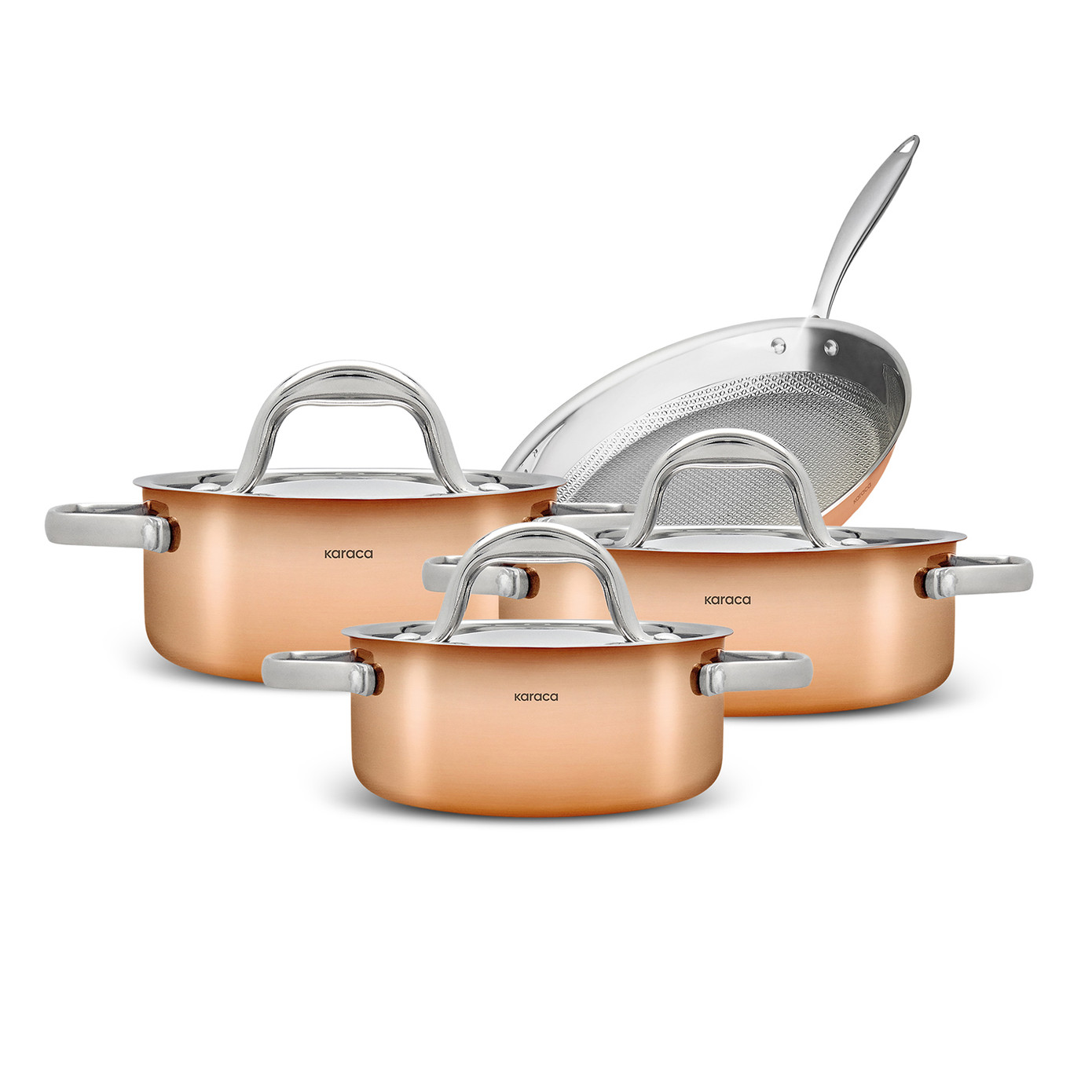 Karaca 3Ply Power Steel Copper 7 Piece Cookware Set