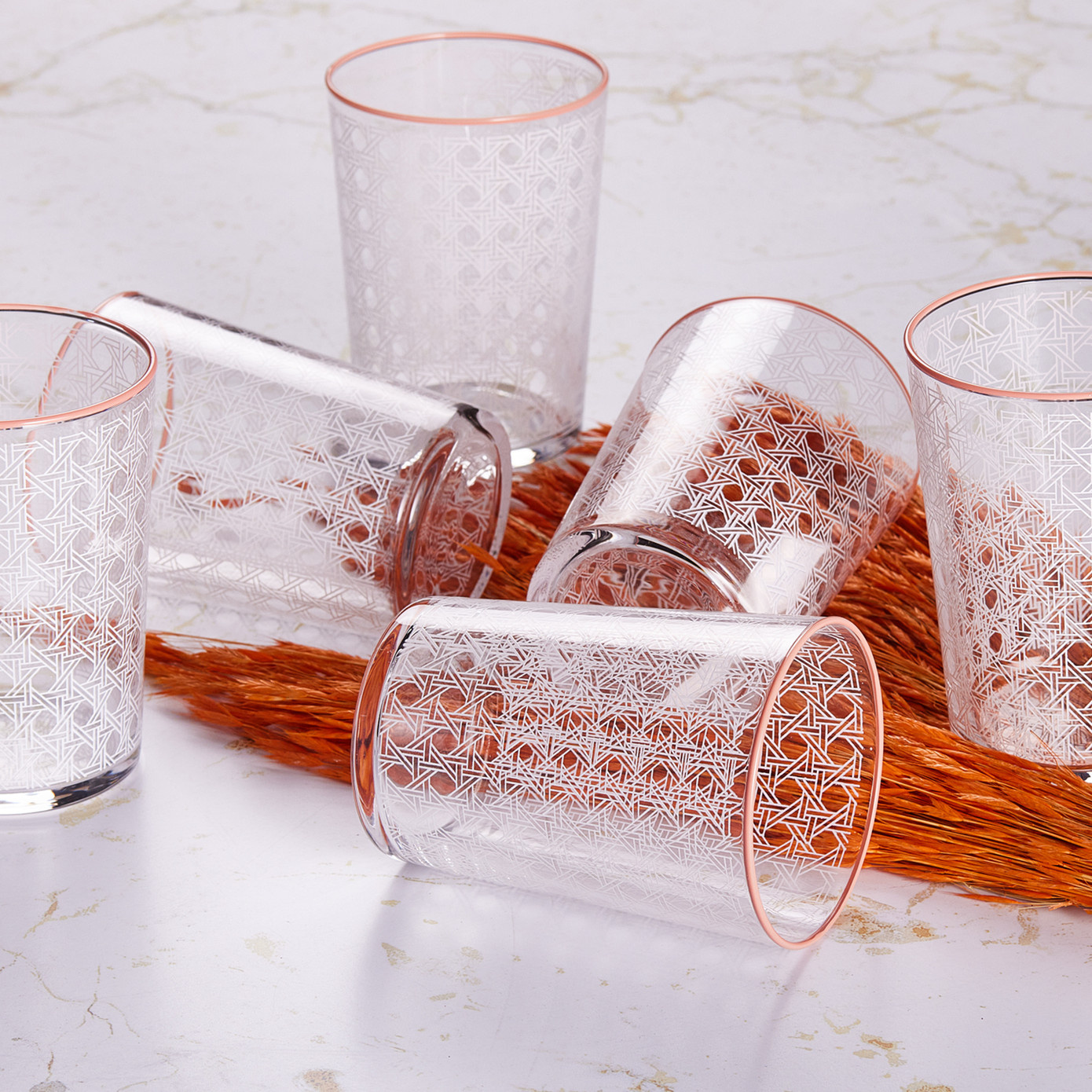 Karaca Blanco Water Glass Orange