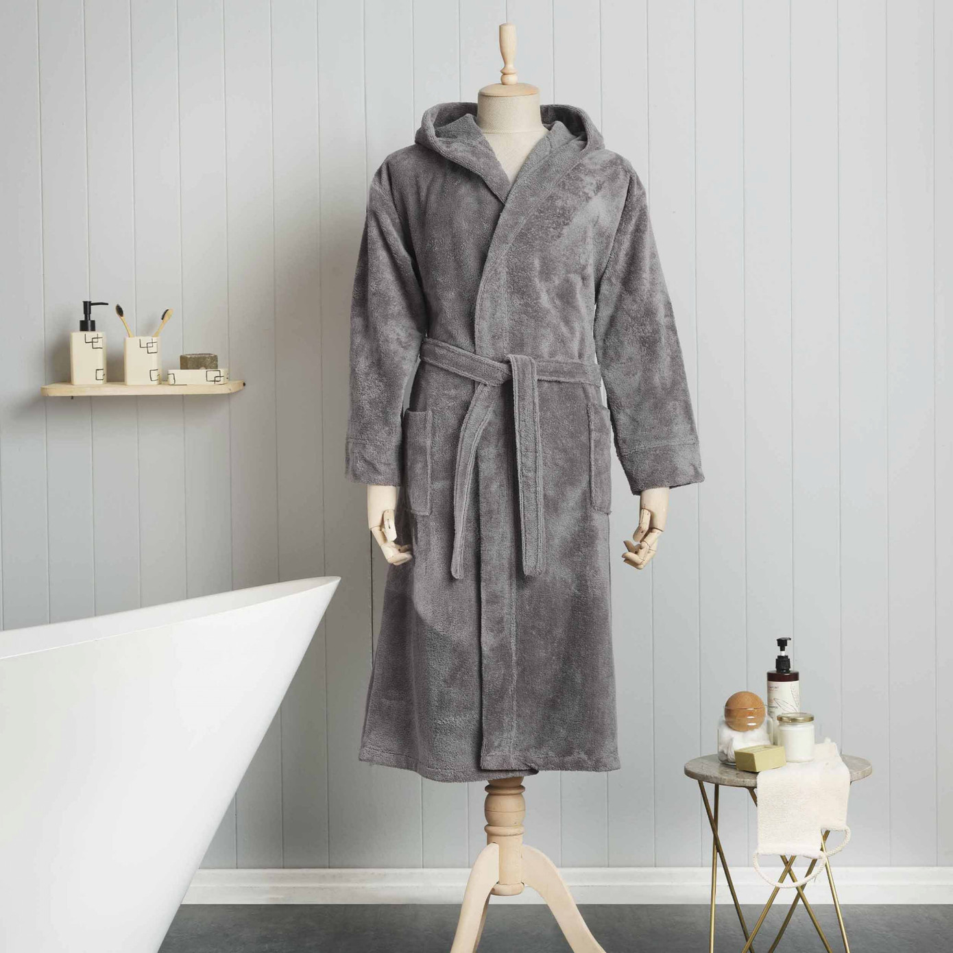 Karaca Home Motto Gray Triga Bathrobe S/M