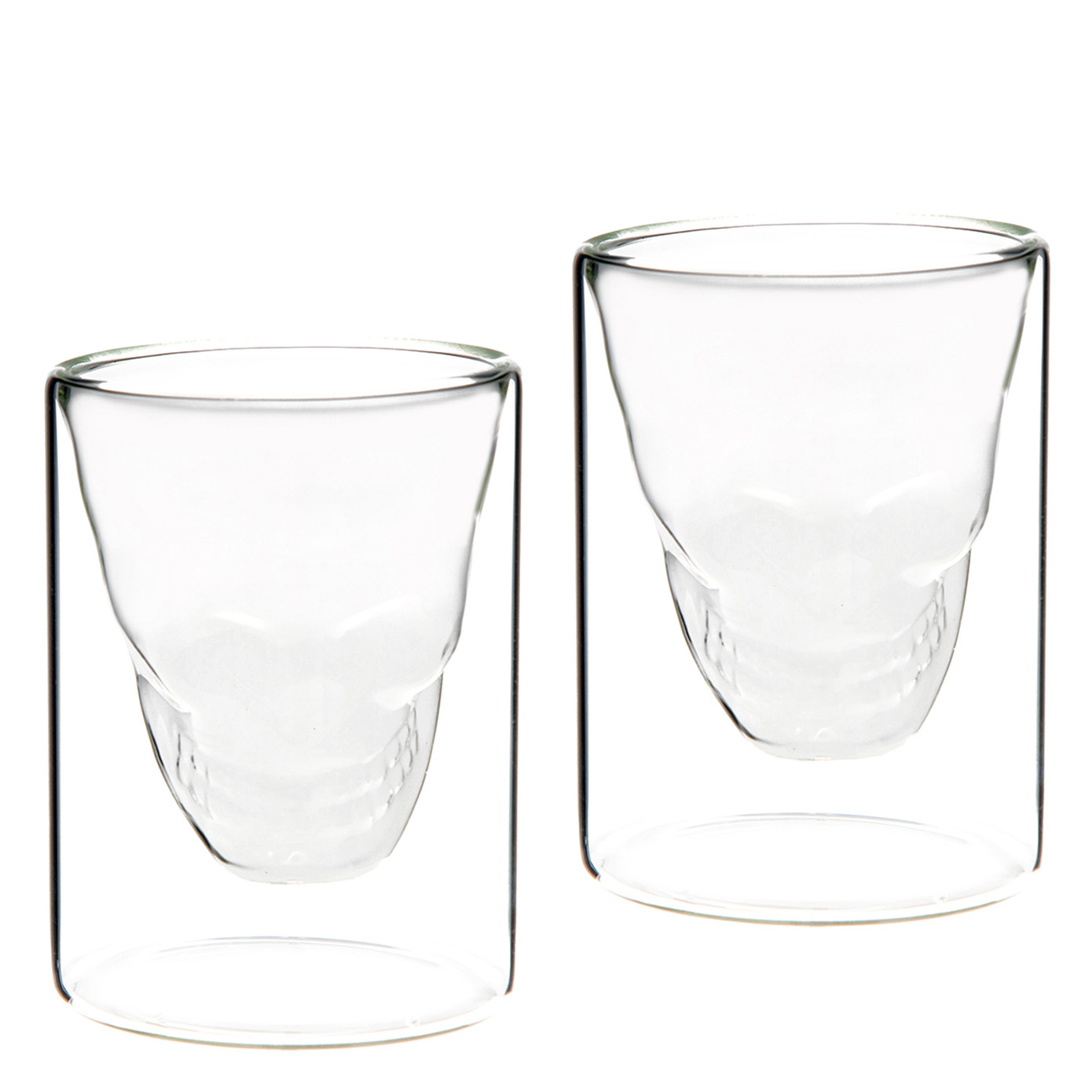 Jumbo Glory Double Wall Double Walled Skull Large 2 Pcs Glass 250 Ml