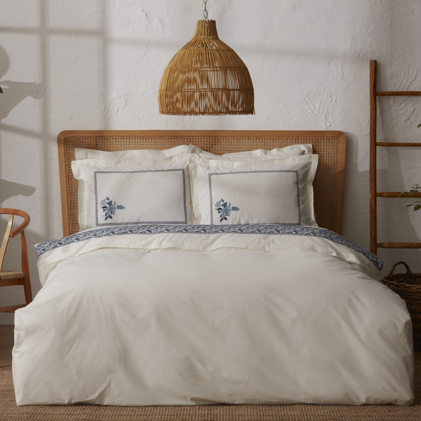 Karaca Home Lima 100% Cotton Double Embroidered Duvet Cover Set White