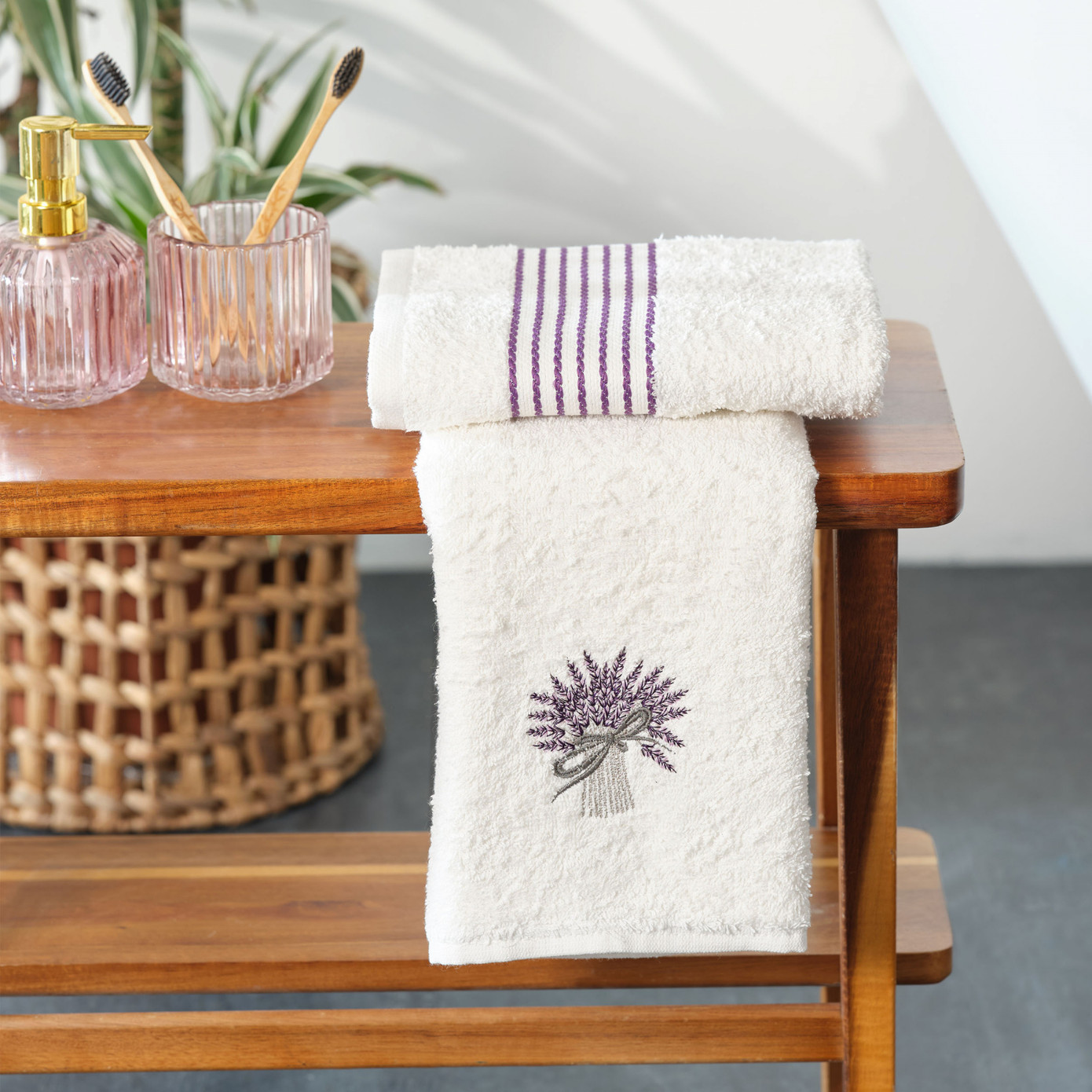 Karaca Home Lavender 100% Cotton 2 Piece Towel Set 50x90 Cm