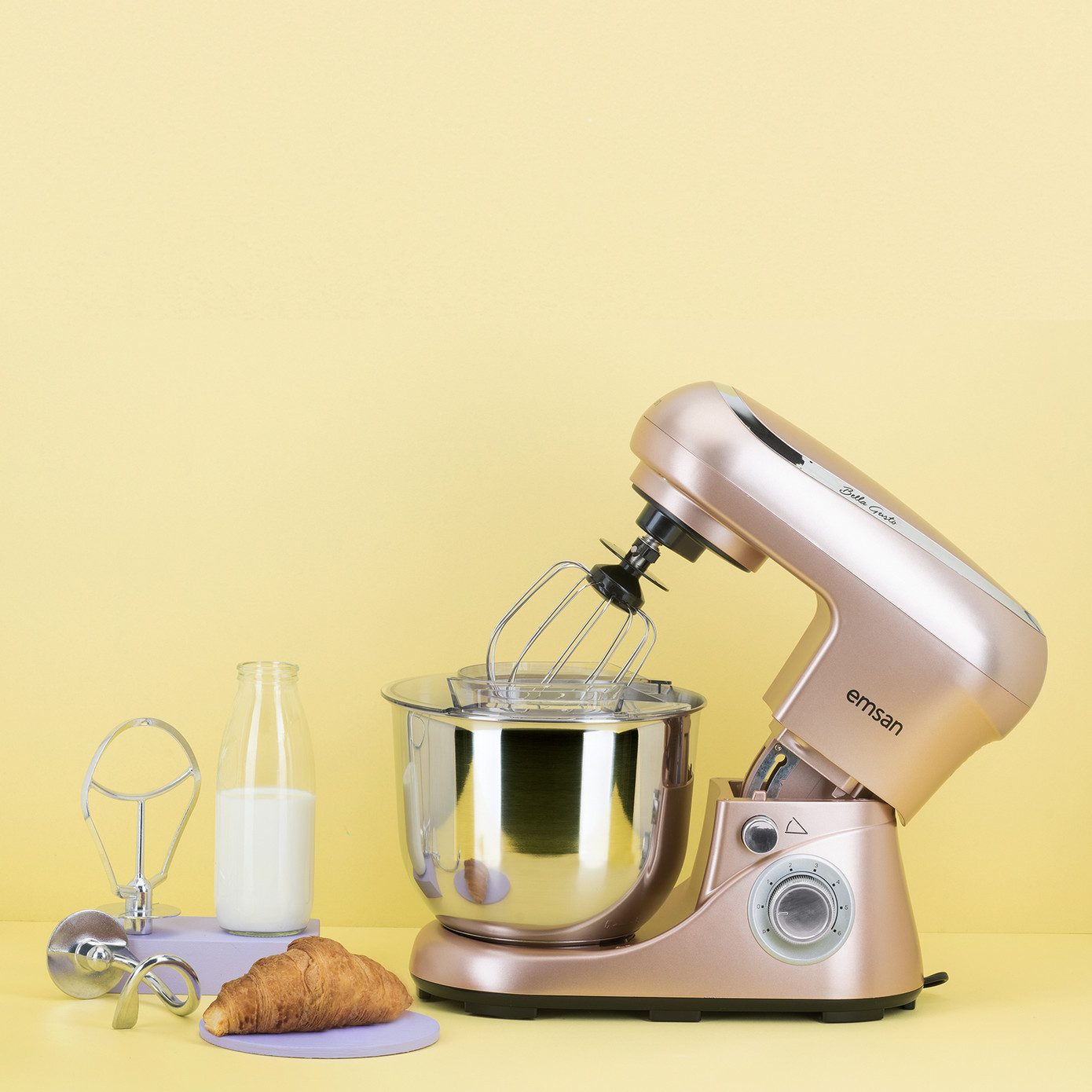 Emsan Bella Gusto Golden Pink Stand Mixer Kitchen Chef 1300W 5 Lt