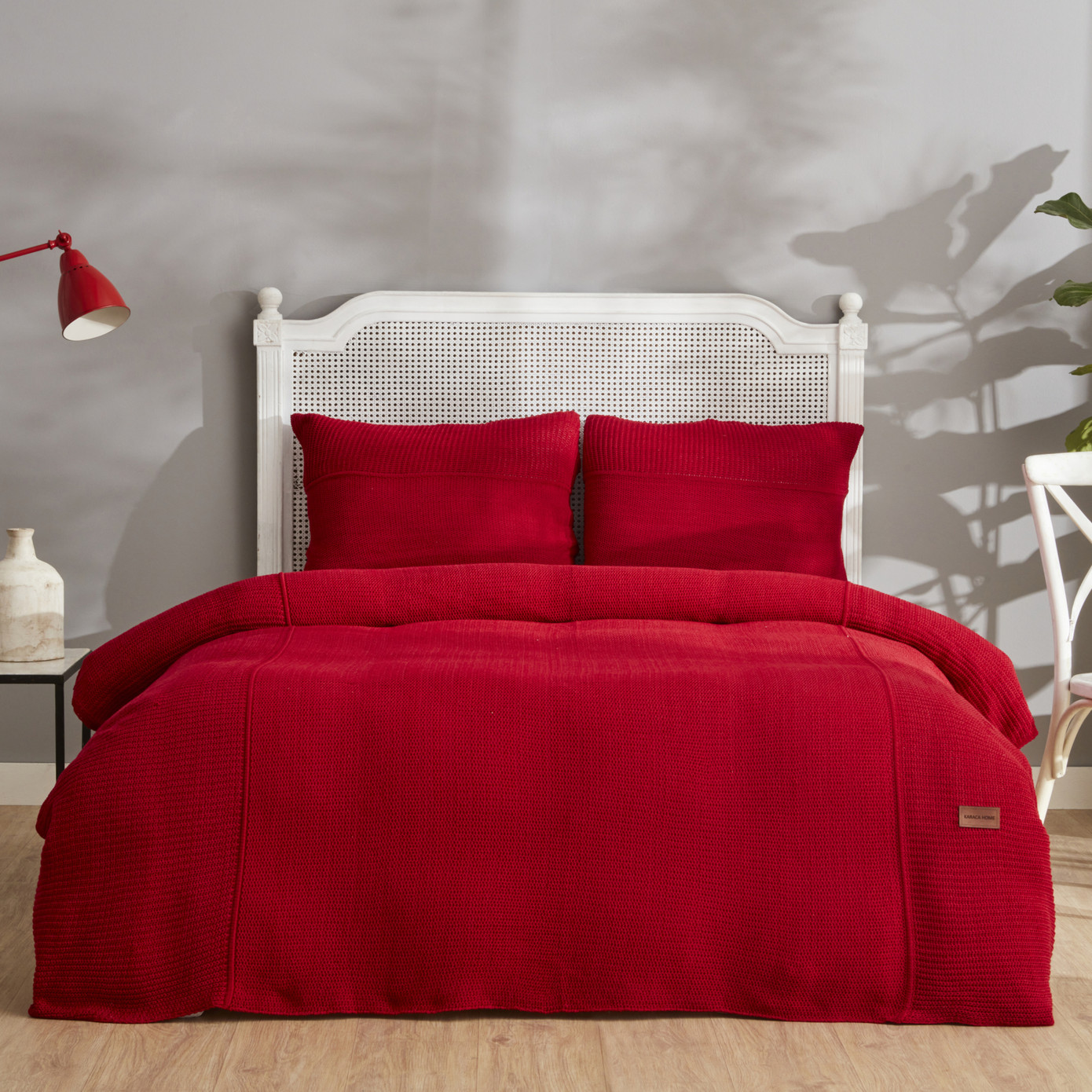 Karaca Home Rimba Double Knitwear Bedspread Set Red