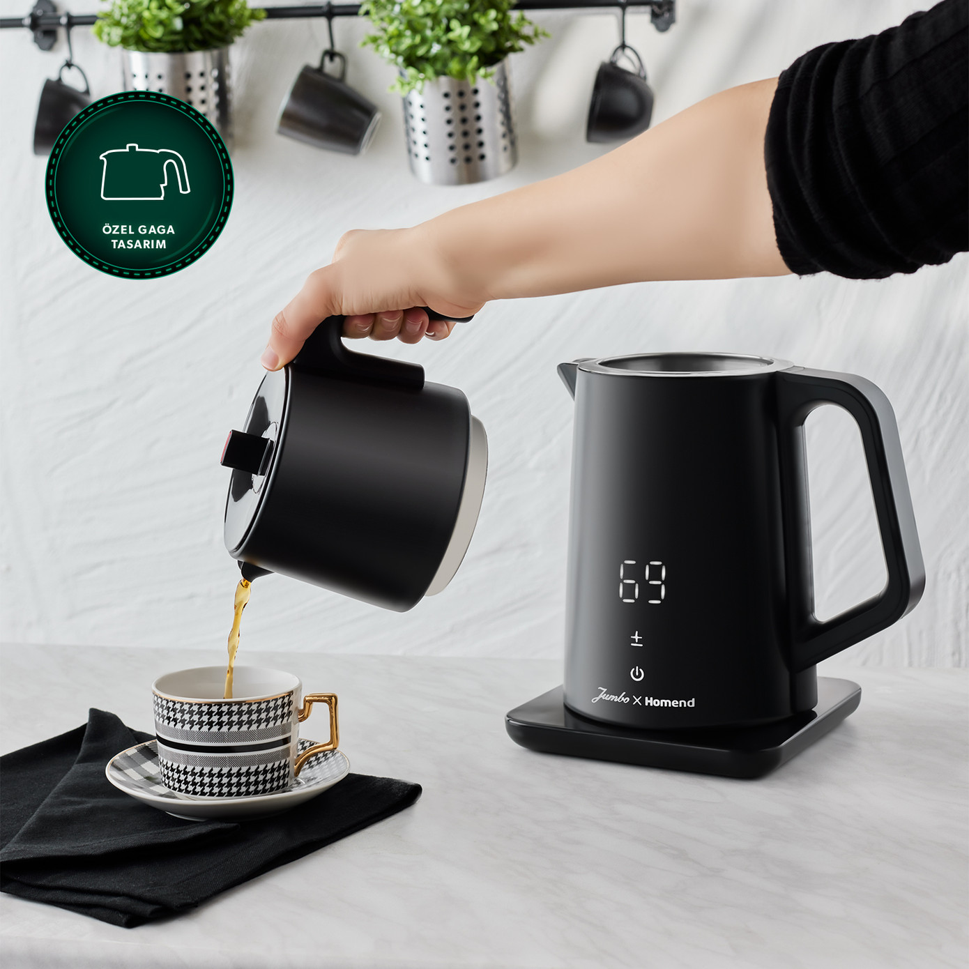 Jumbo X Homend Royaltea Cooltouch 1792H Touch Hand Non Burning Body Stainless Steel Talking Tea Maker With Wifi Control