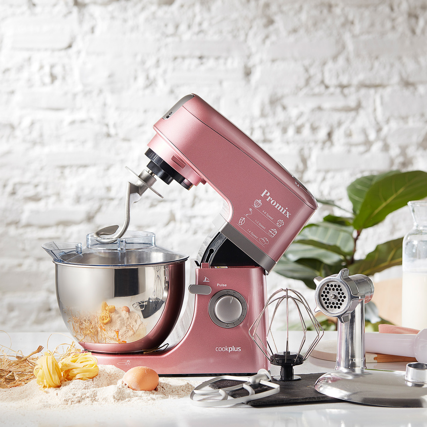 Cookplus Promix Ef802 Stand Mixer 1000W Kitchen Chef, Meat Grinder And Smoothie Blender Pink