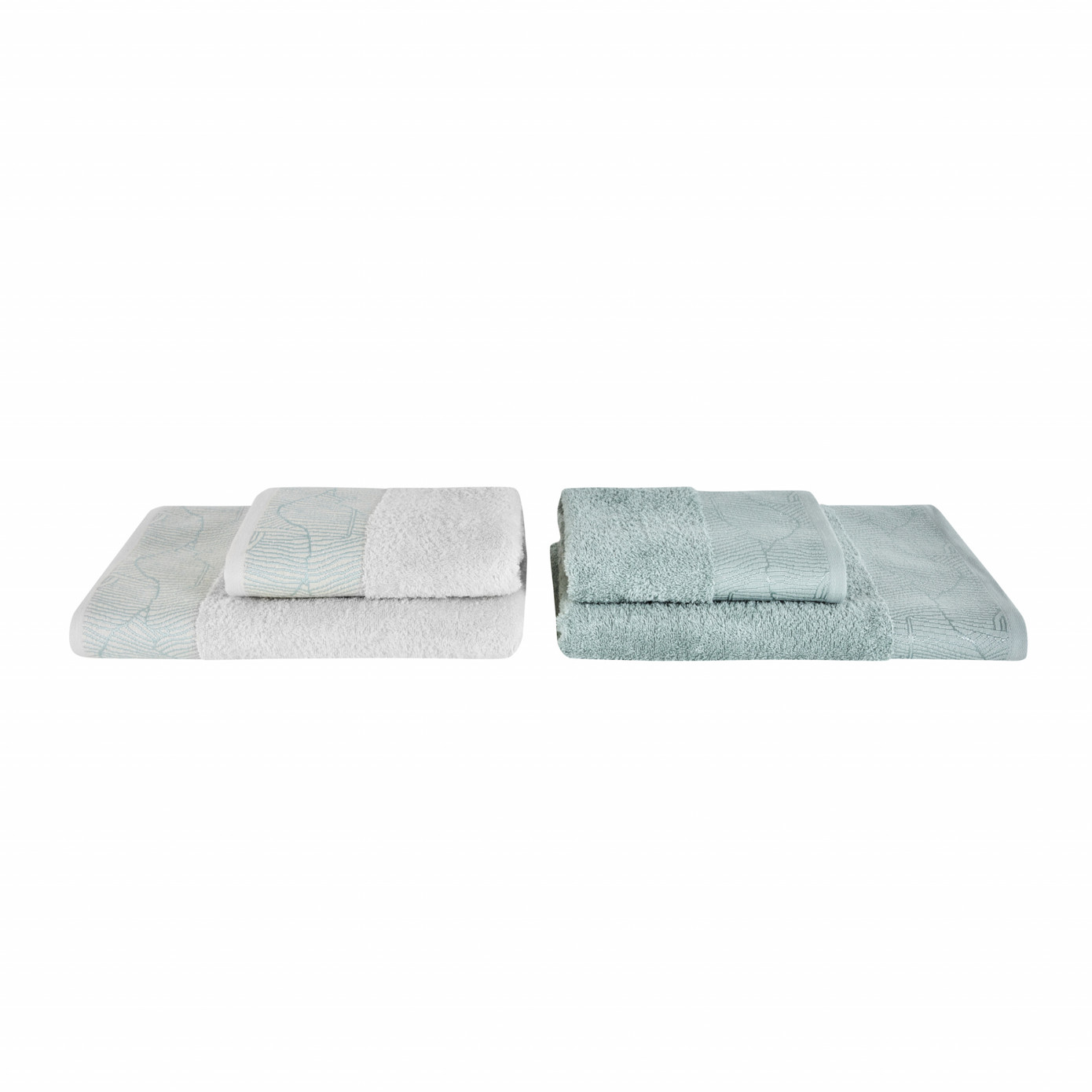 Karaca Home Edna 4 Pcs Bath/Head Towel Hammam Set Offwhite Mint