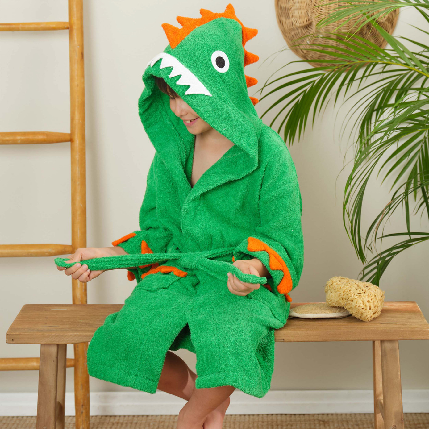 Karaca Home Young Dino 100% Cotton Childrens Bathrobe 6-8 Years