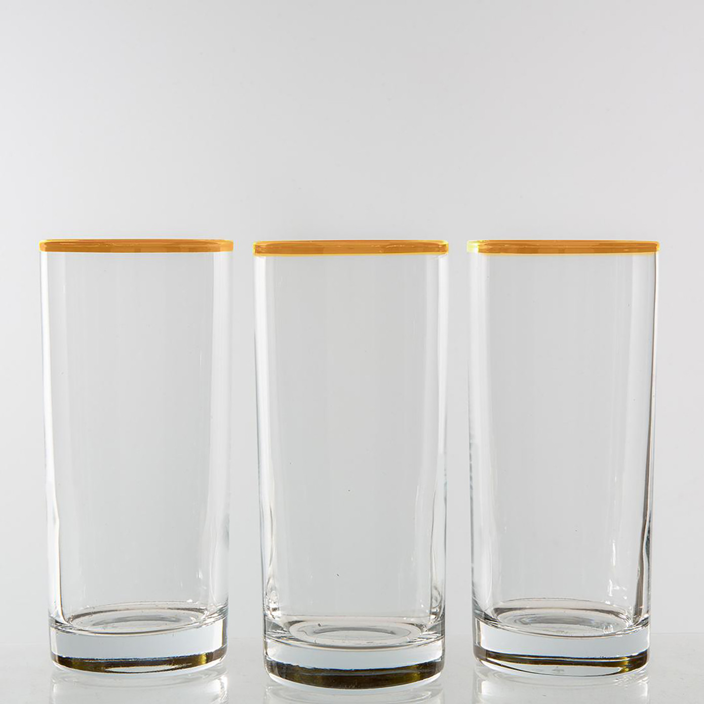 Jumbo New Ronat Set Of 6 Soft Drink Glasses With Gold Rim