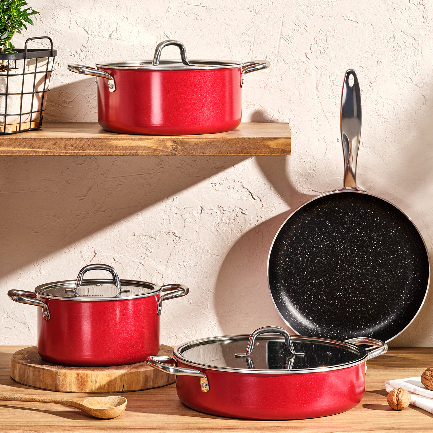 Emsan Master Class 7 Piece Cookware Set Red