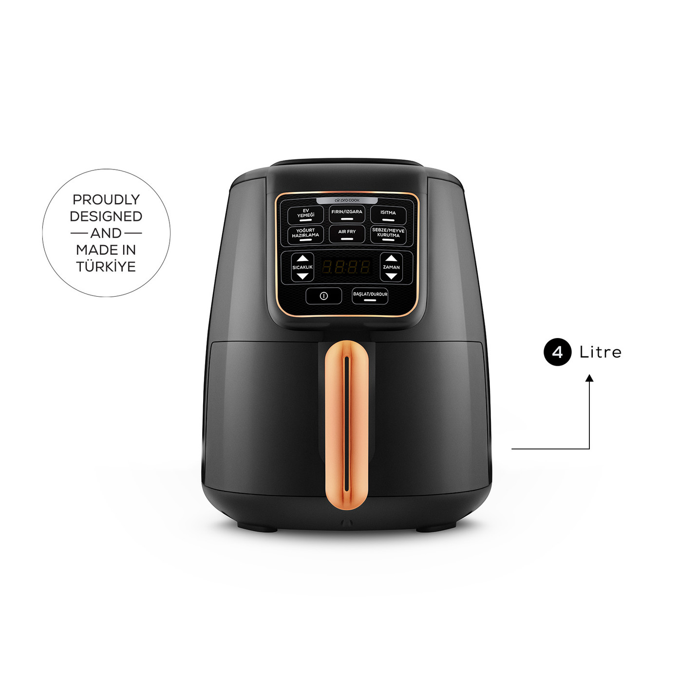 Karaca Air Pro Cook XL 2 In 1 Talking Airfryer Black Copper