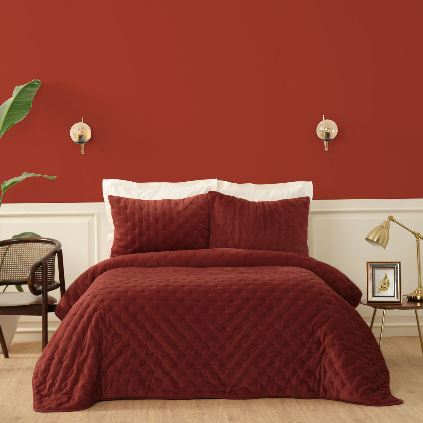 Karaca Home Tiana Terracotta Double Chester Bedspread