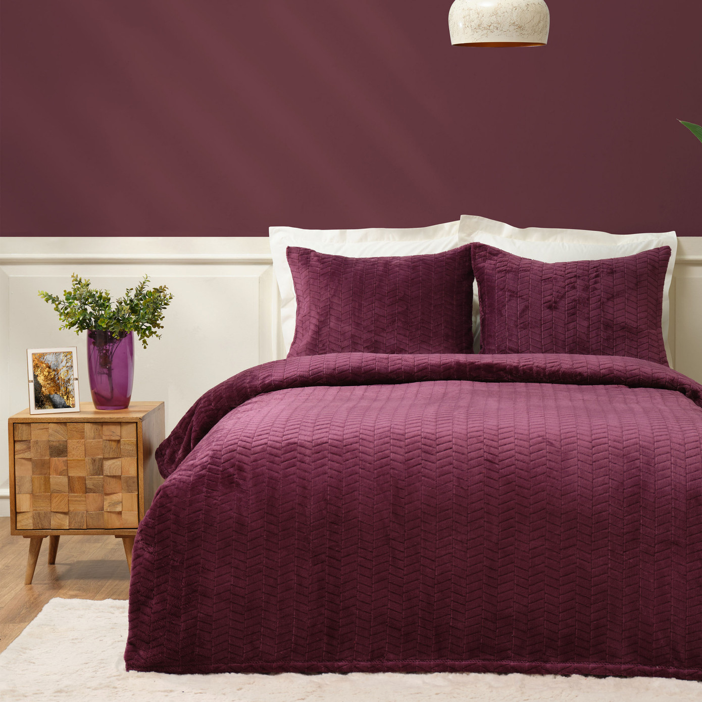 Karaca Home Rosie Plum Double Wellsoft Bedspread