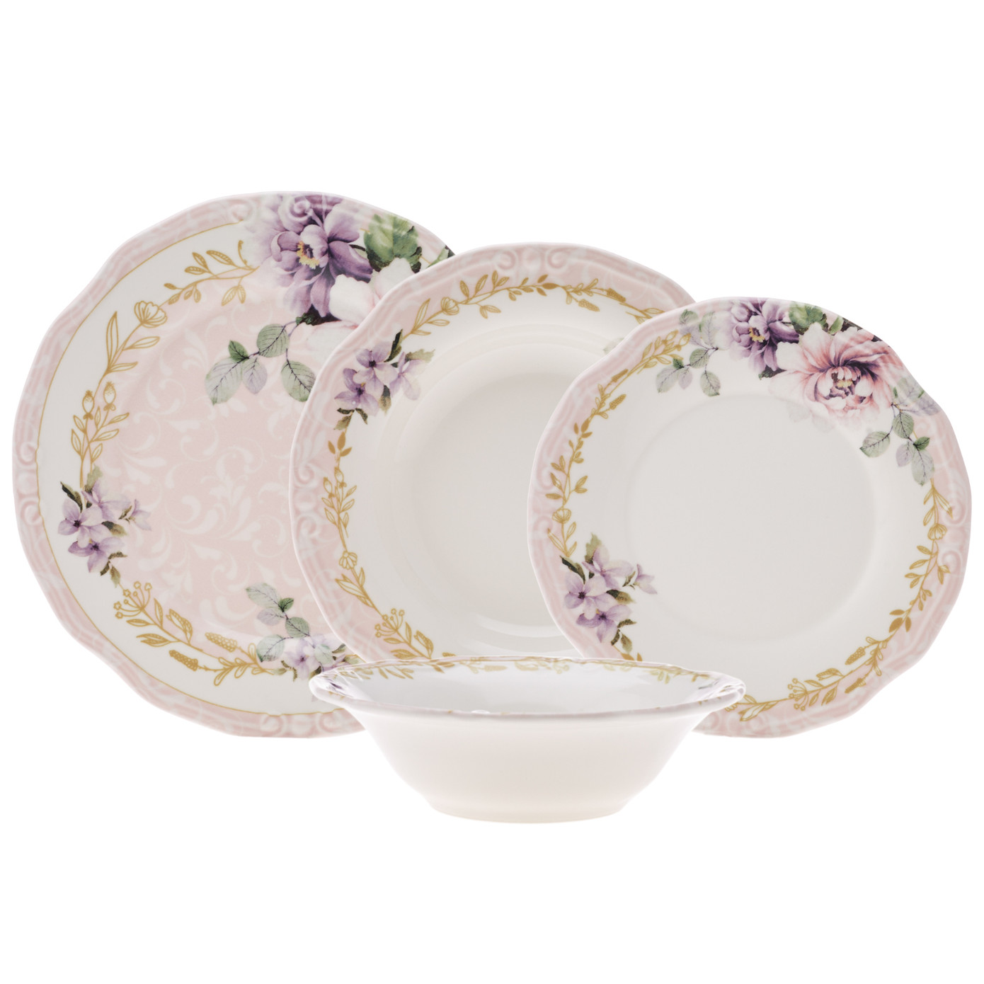 Emsan Flory Stoneware 24-Piece Dinnerware Set For 6 Persons