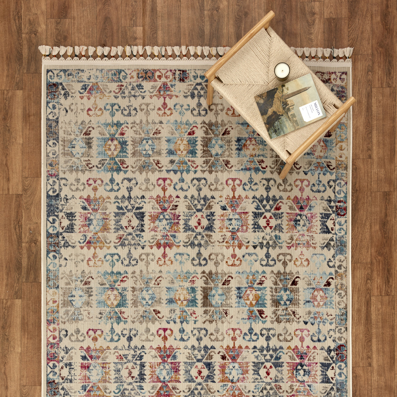 Cashmere Carpet 7/24 Rug And Jute Embroidery 80x300 Cm