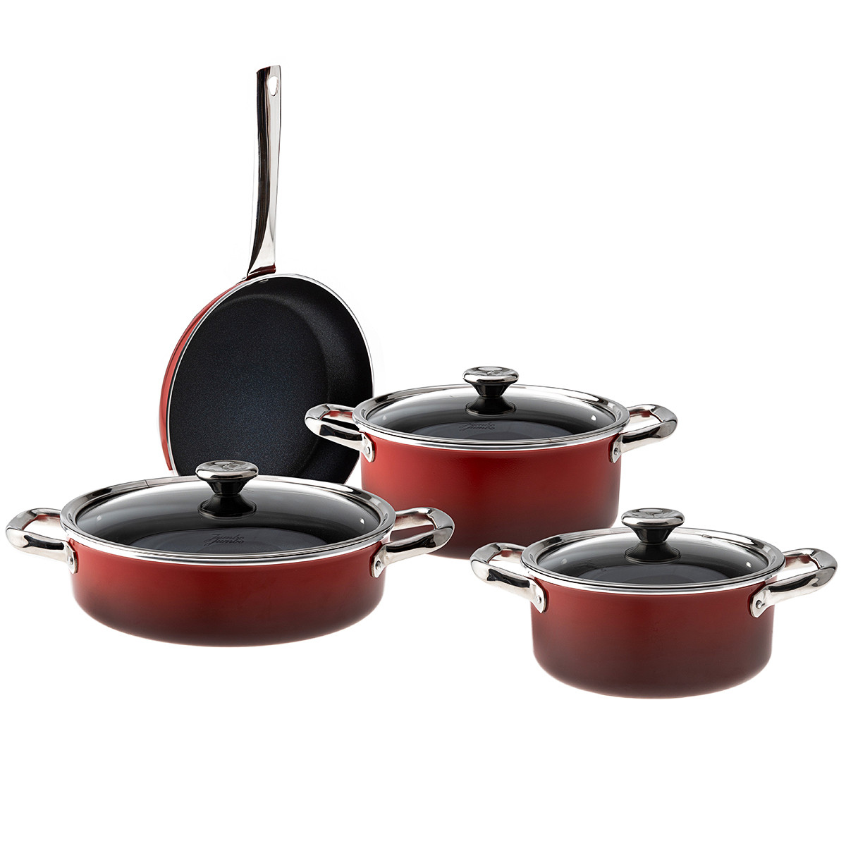 Jumbo Rainbow Red 7 Piece Bio Diamond Cookware Set