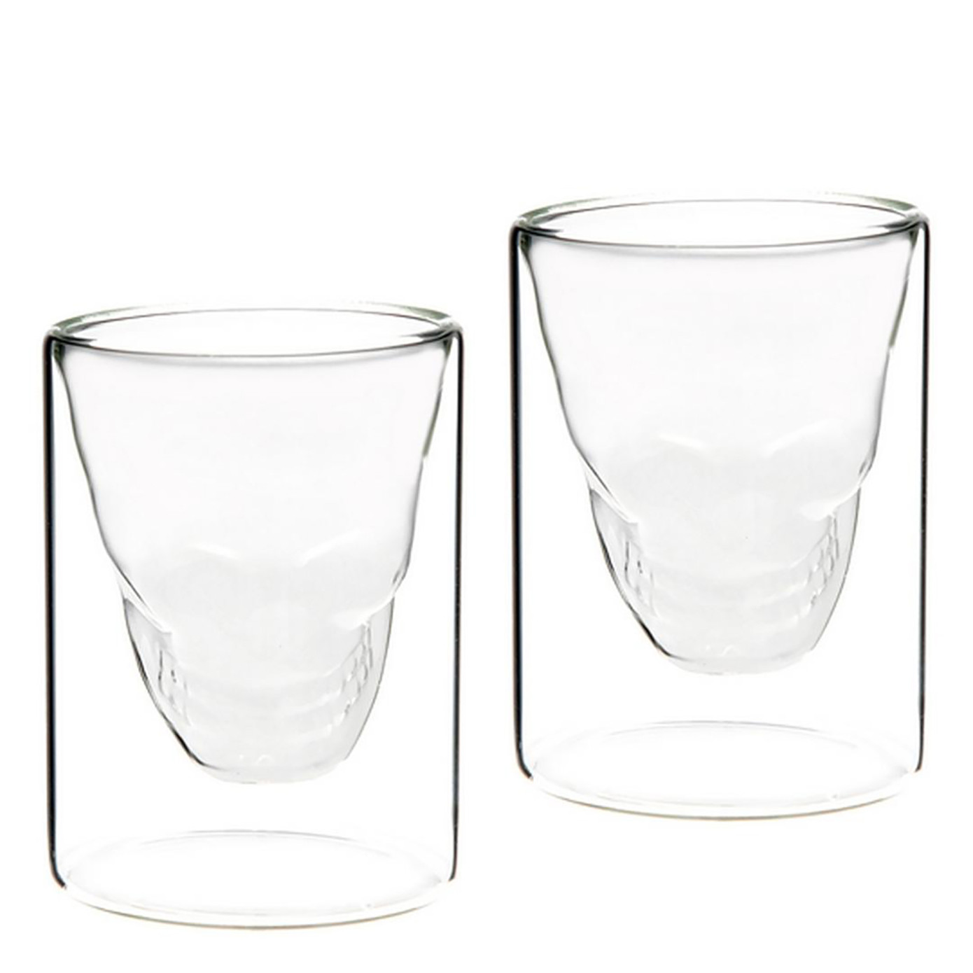 Jumbo Glory Double Wall Double Walled Skull Large 2 Pcs Glass 250 Ml