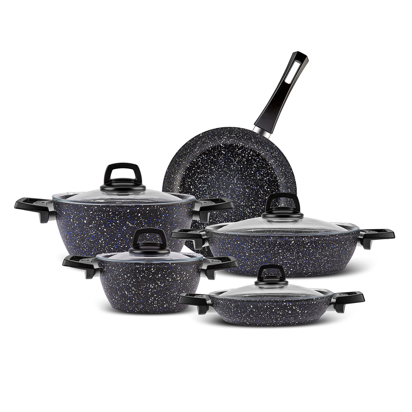 Karaca Bio Granit Blue Stone 9 Piece Cookware Set