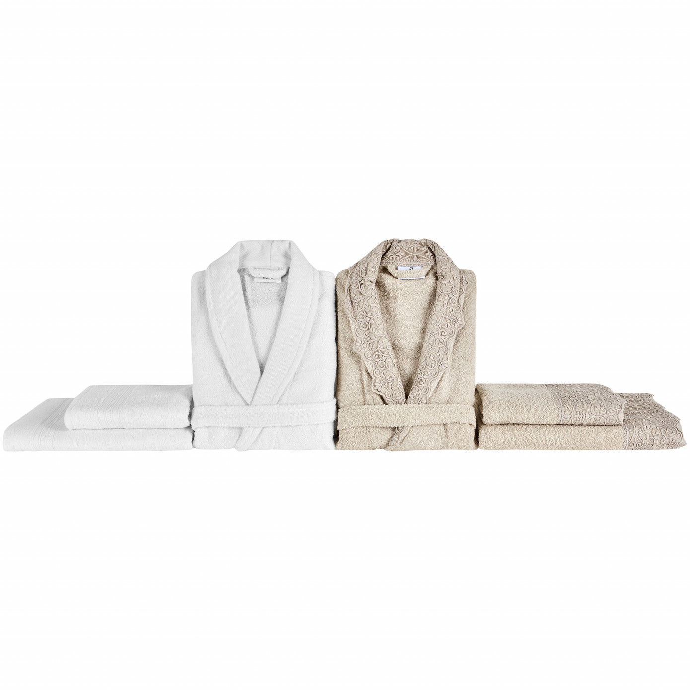 Karaca Home Otto Family Bathroom Set Beige Offwhite