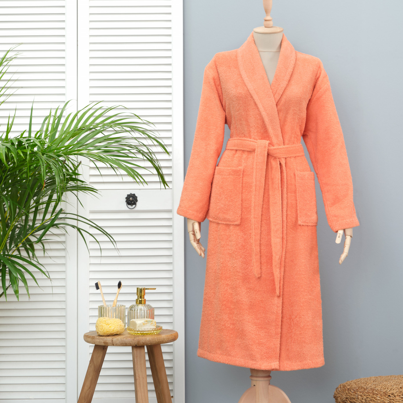 Karaca Home Daily Soft Salmon 100% Cotton Men's Bathrobe L/XL