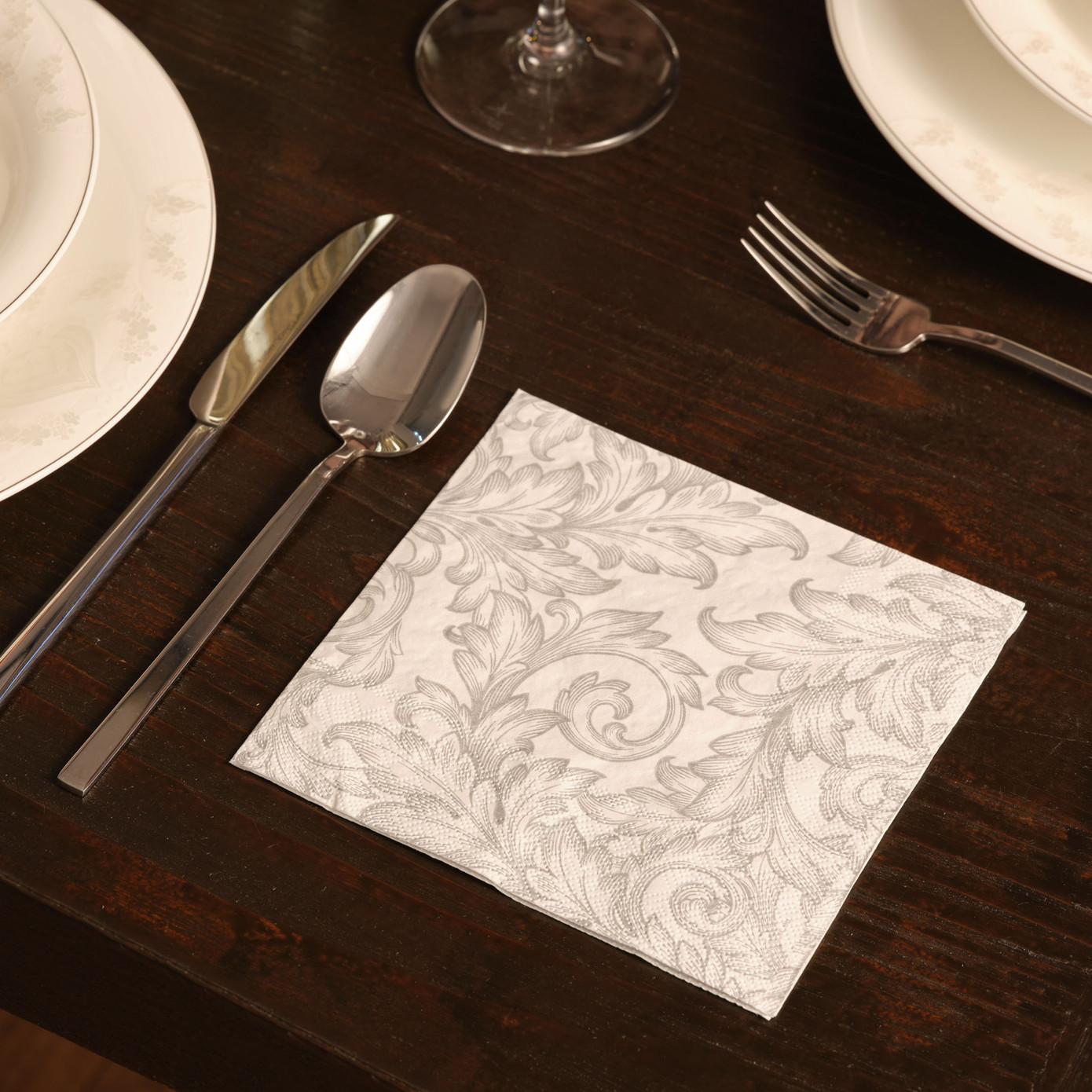 Karaca Home New Year Baroque Silver-White 20 Pcs Paper Napkin