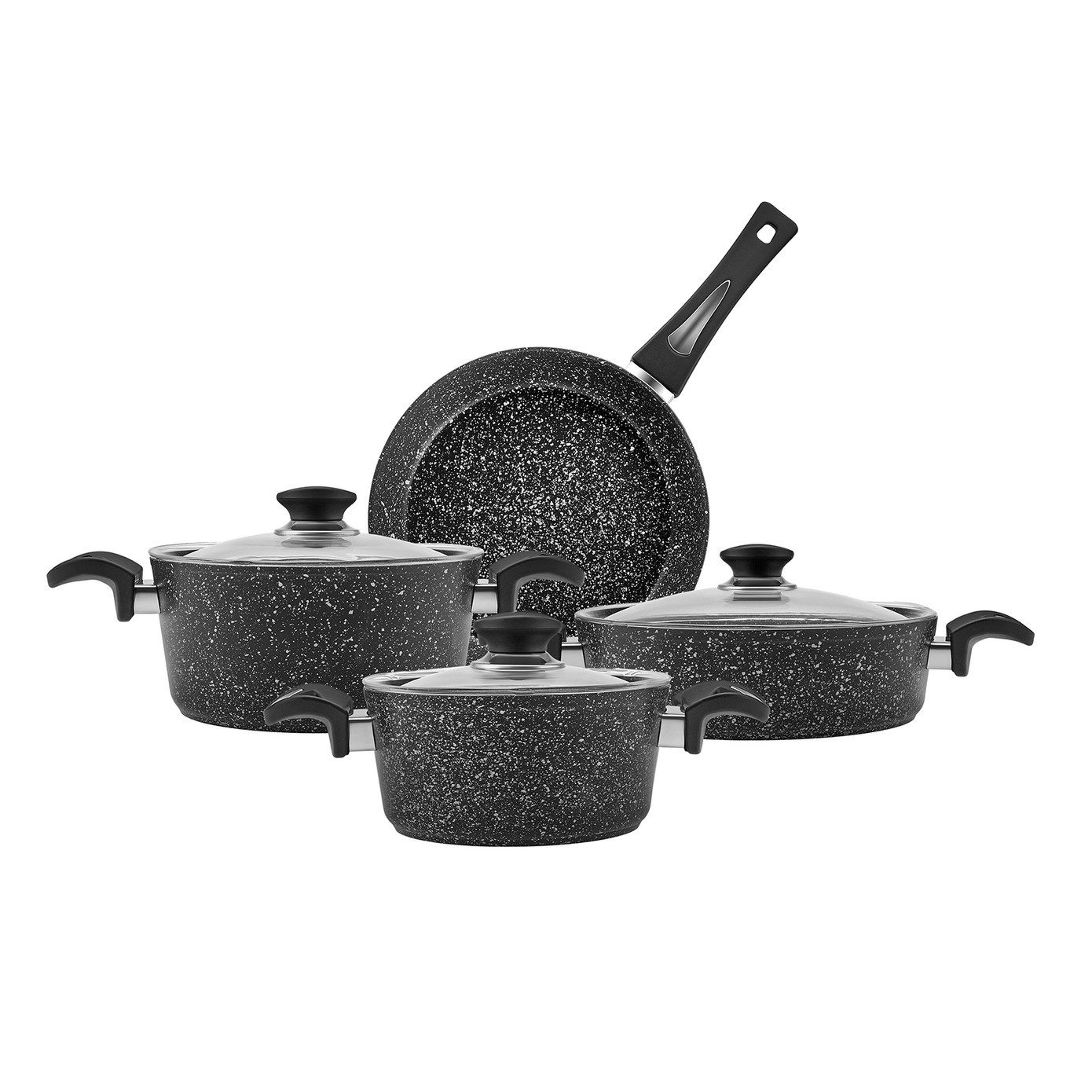 Karaca Defne Biogranit 7 Piece Cookware Set Black