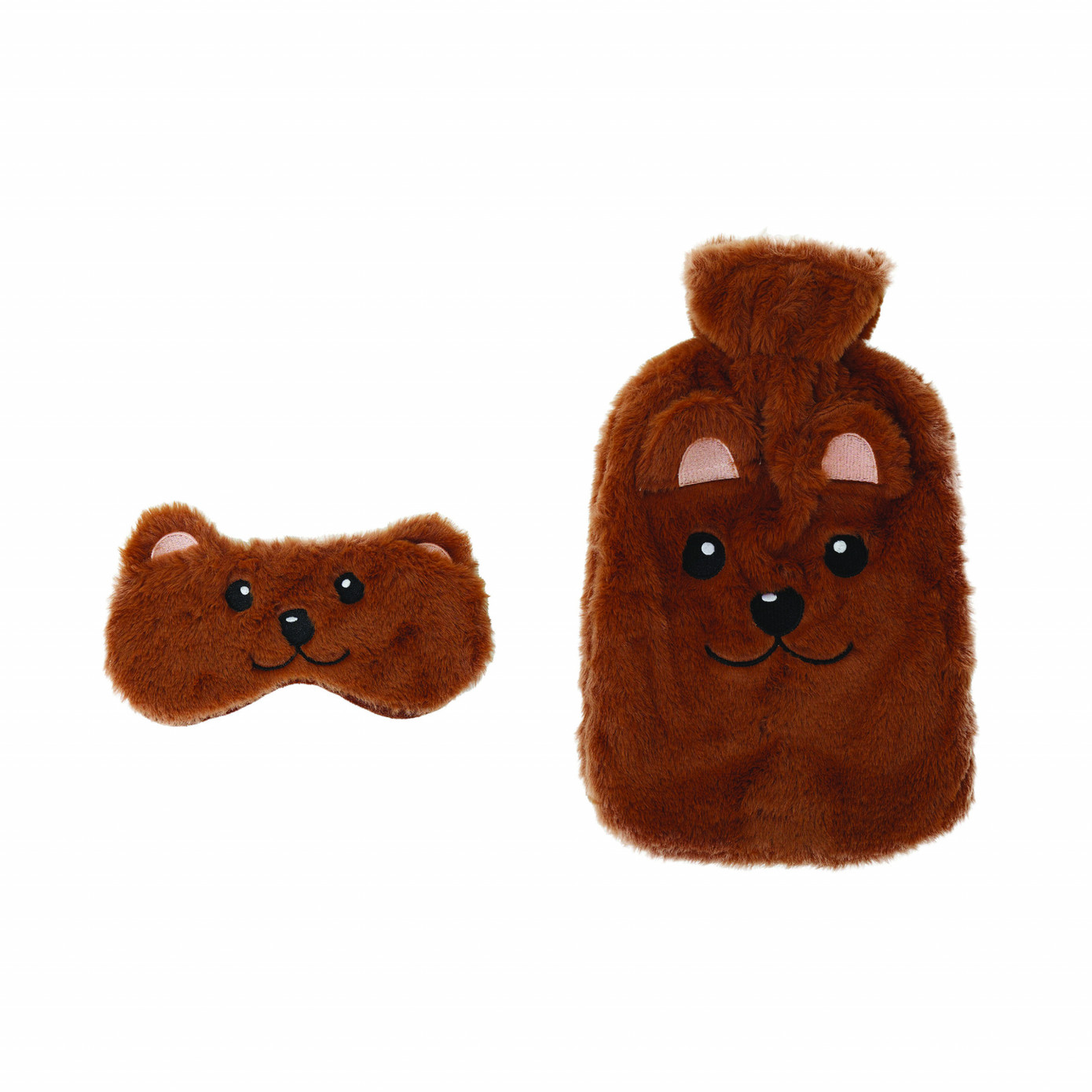 Karaca Home Animal Brown Hot Water Bag & Sleeping Glasses Set