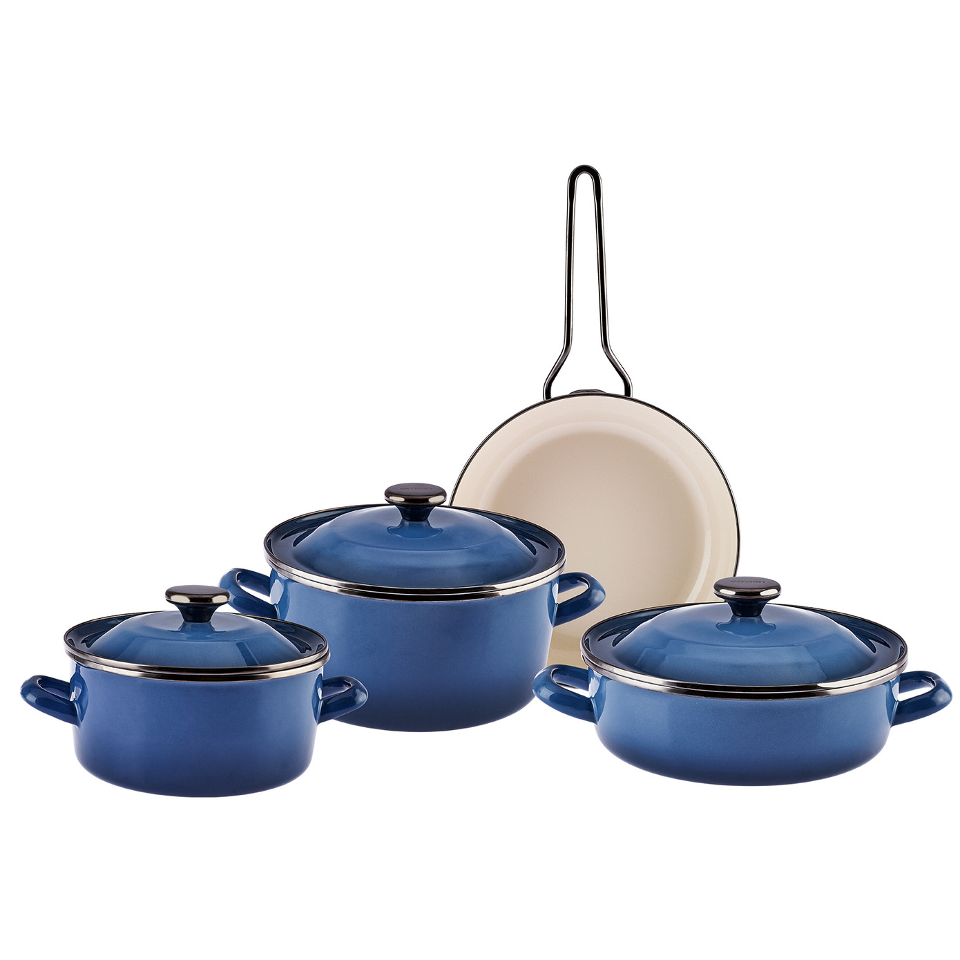 Emsan Pietra 7 Piece Enamel Cookware Set Navy Blue