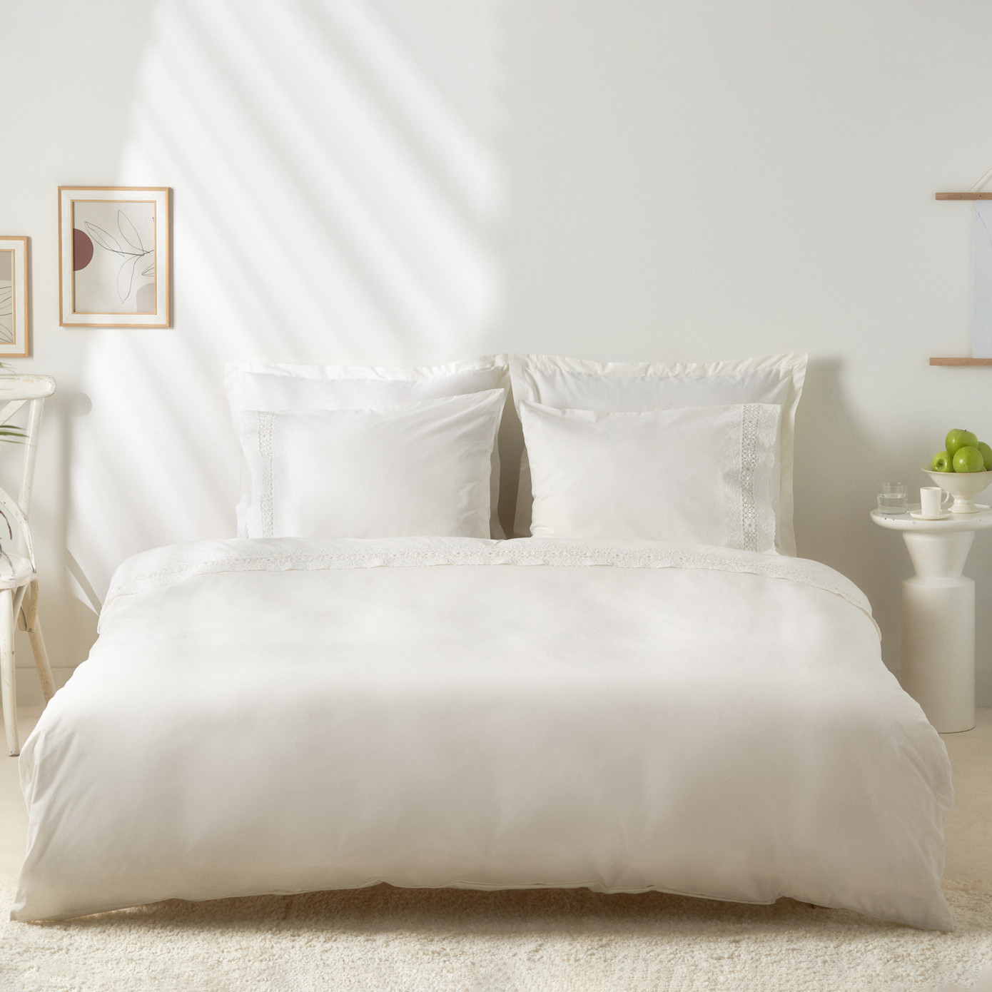 Karaca Home White Collection Mia Lace Double Duvet Cover Set White