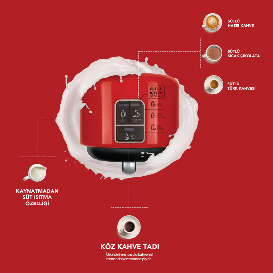 Karaca Hatır Mod Milk Turkish Coffee Machine Red