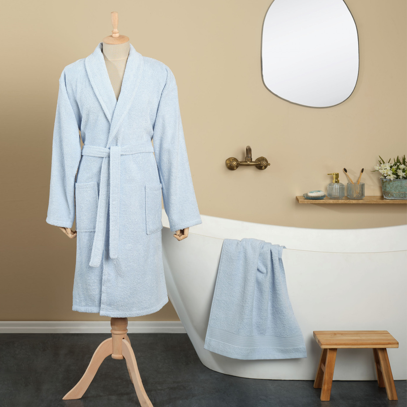 Karaca Home Defy Blue 100% Cotton Bathrobe Set XL/XXL