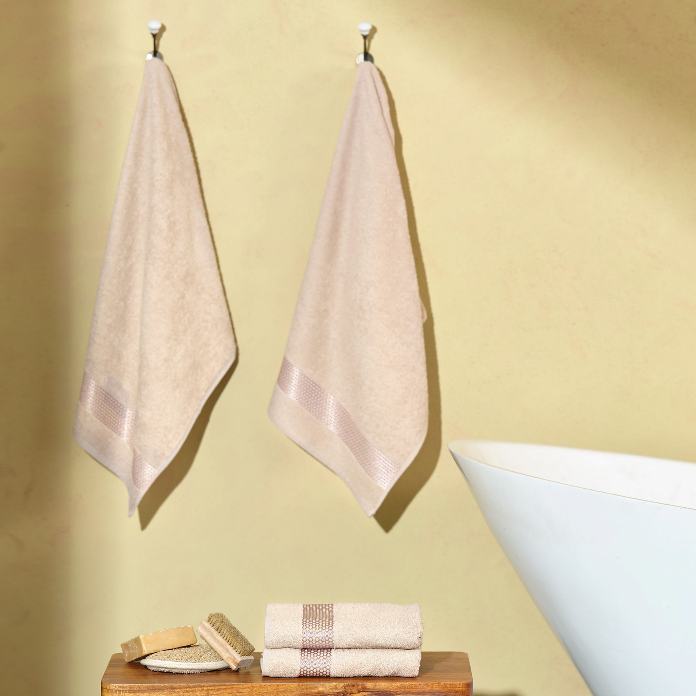 Karaca Home Honey Beige Set Of 4 Towels 50x90 Cm