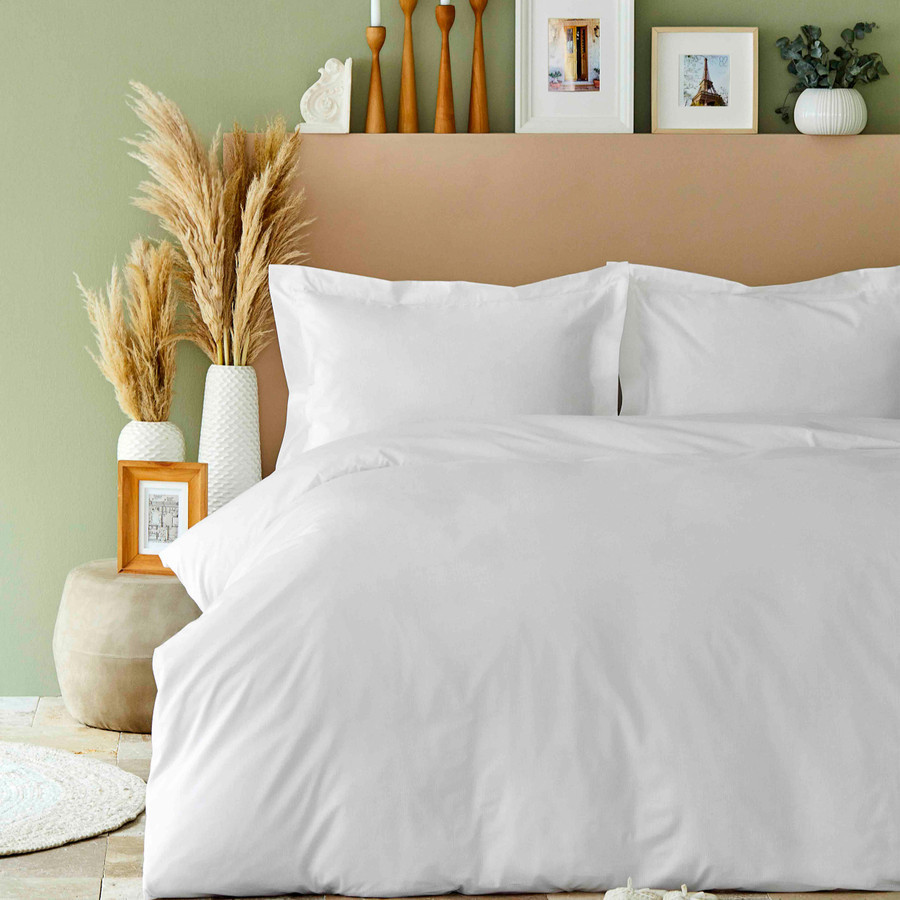 Karaca Home Back To Basic White 100% Cotton Double Duvet Cover Set