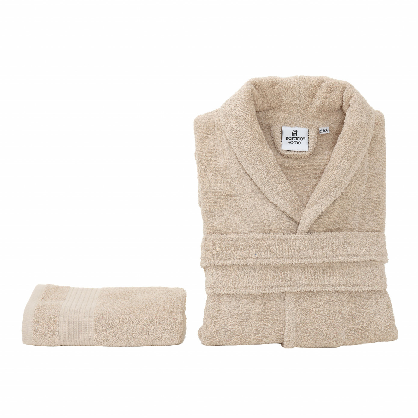 Karaca Home Olivia Beige 100% Cotton Bathrobe S/M