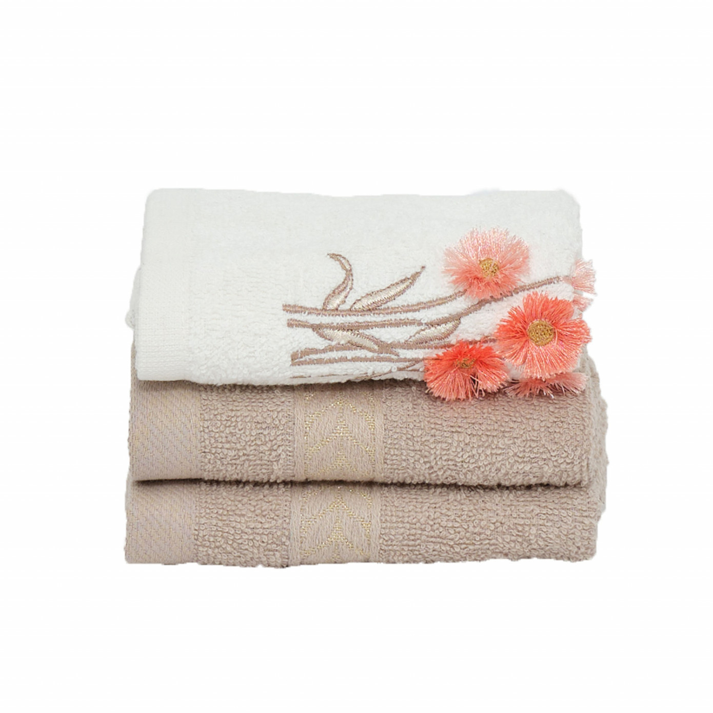 Karaca Home Sunflower 100% Cotton 3 Piece Towel Set 30x50 Cm