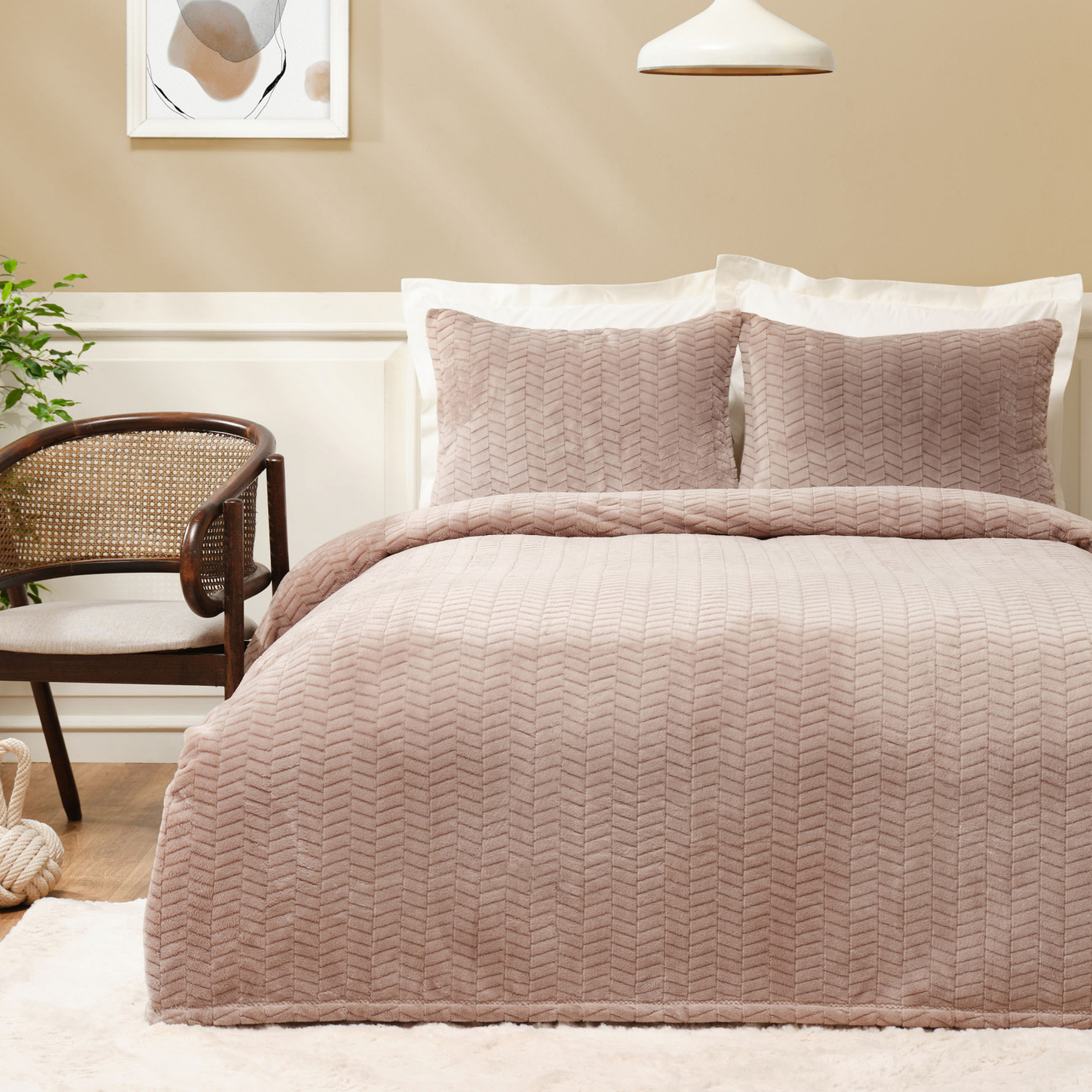 Karaca Home Rosie Beige Double Wellsoft Bedspread