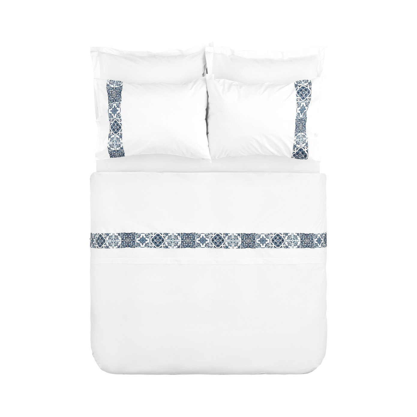 Karaca Home Mosaic 100% Cotton Double Embroidered Duvet Cover Set White