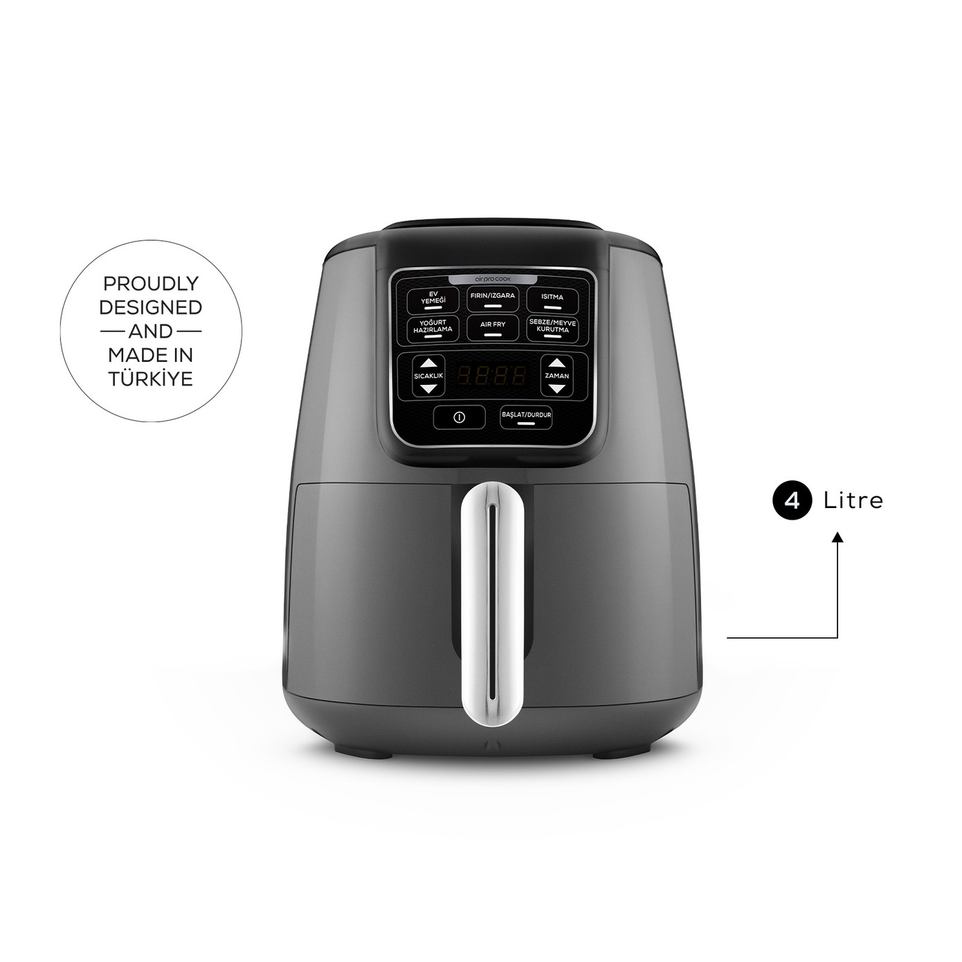 Karaca Air Pro Cook XL 2 In 1 Talking Airfryer Space Gray