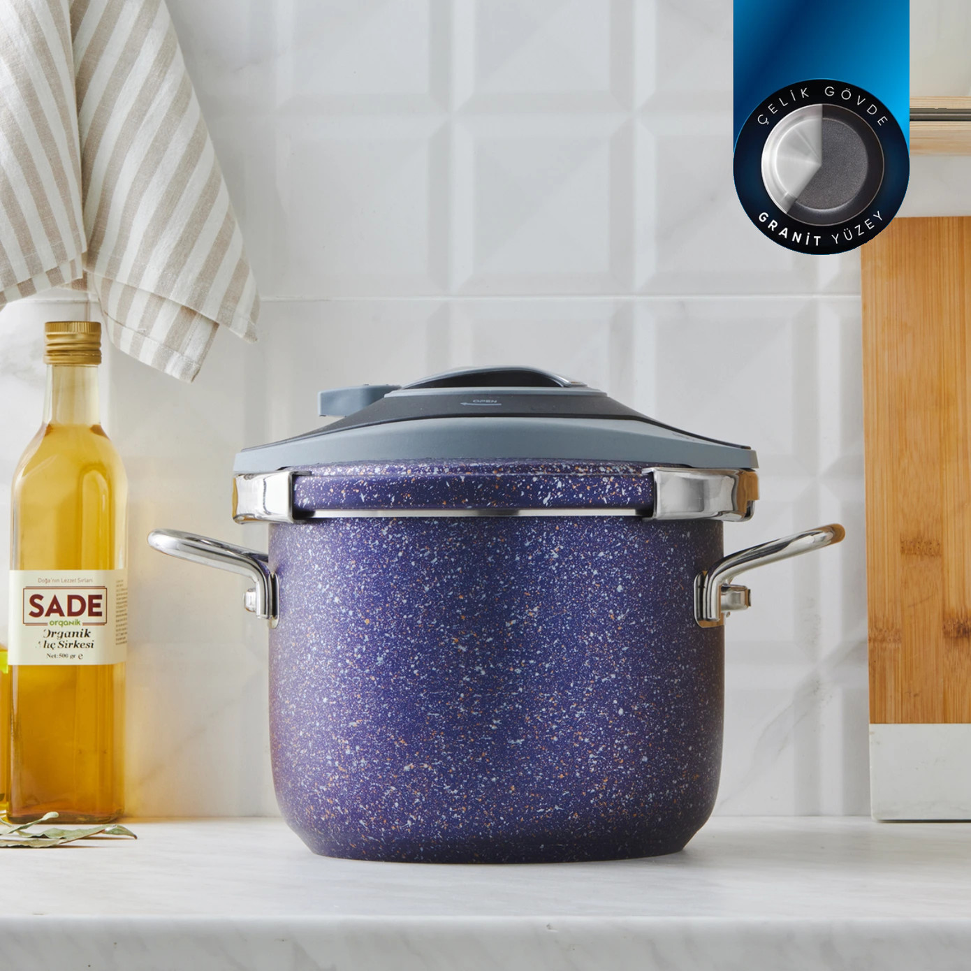 Karaca Biogranit Steel Plus Pressure Cooker Purple 6 Lt