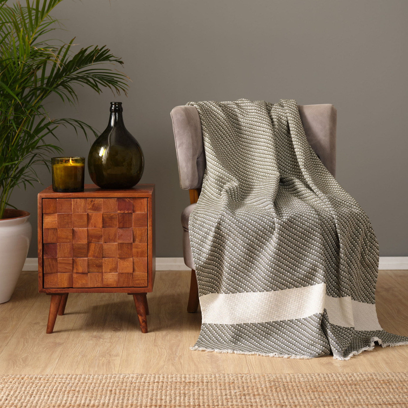 Karaca Home Wilma Khaki Throw Blanket 130x170 Cm