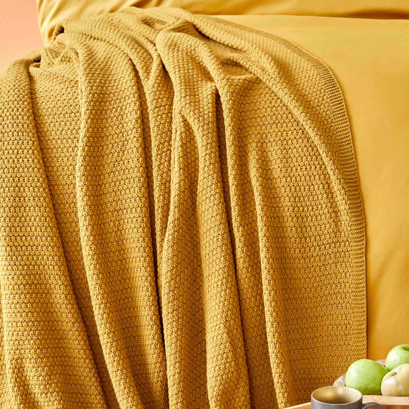 Karaca Home Back To Basic Light Mustard Single Knitted Blanket