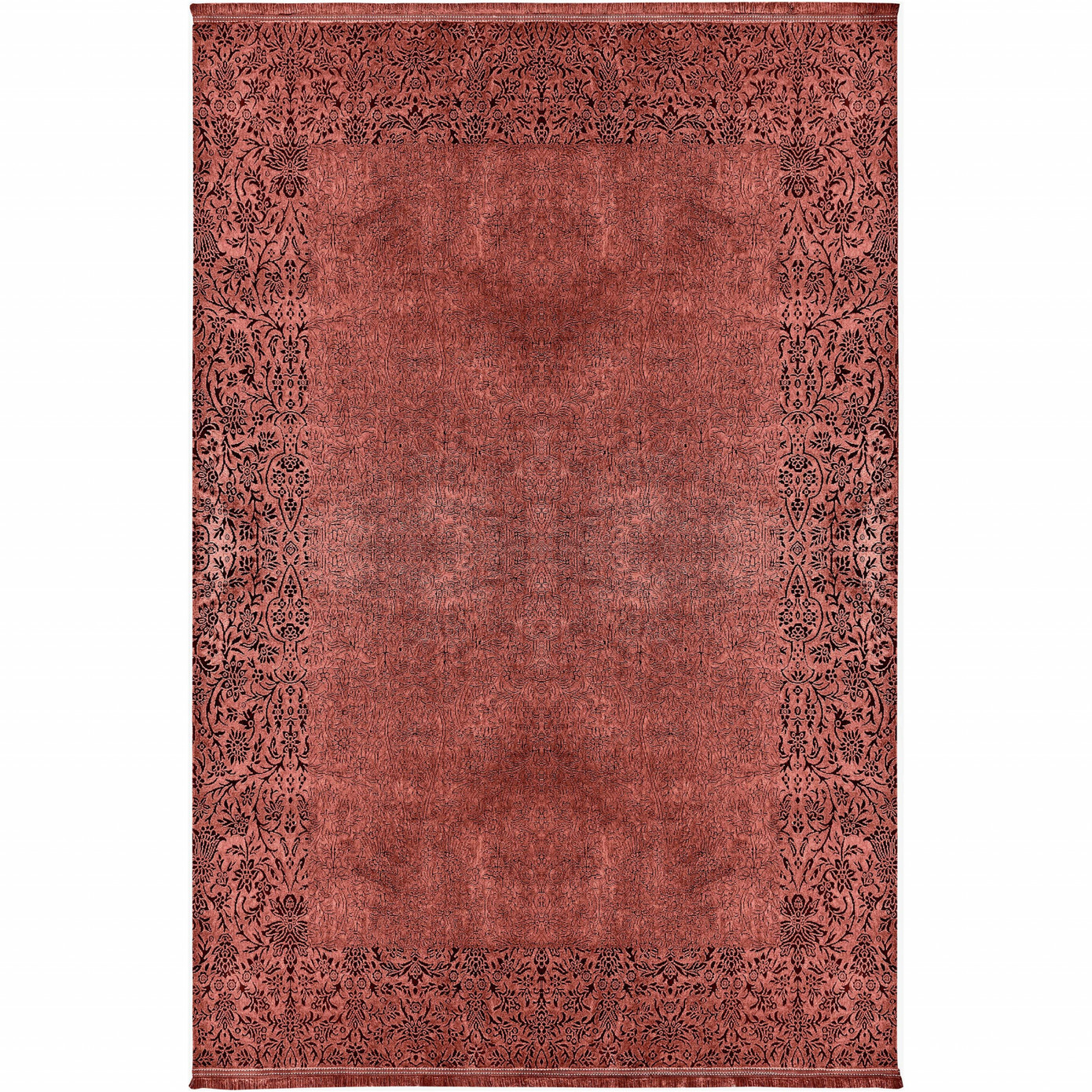 Cashmere Carpet Viscose Premium Damask Salmon 80x300 Cm Carpet