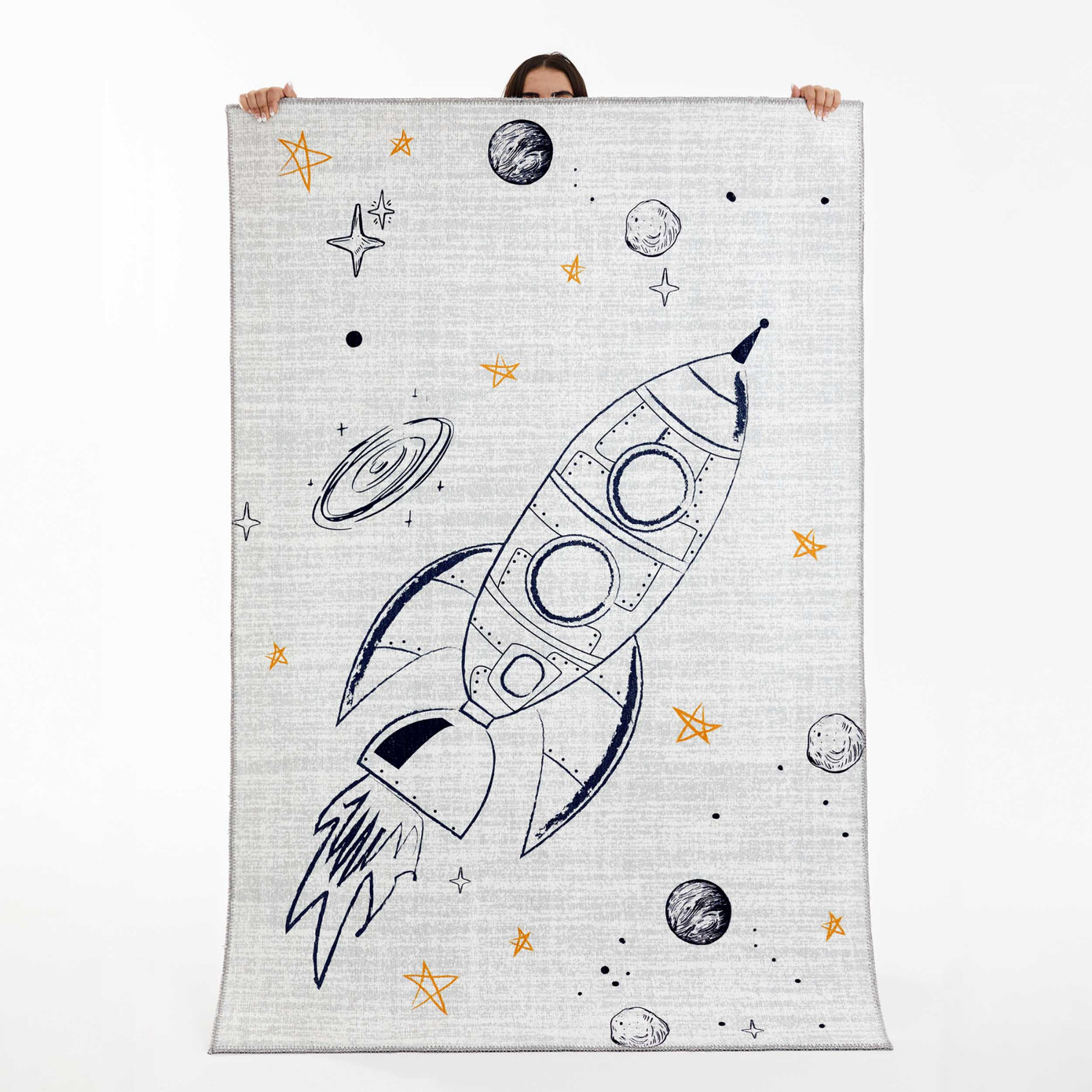 Cashmere Carpet Decorative Art Kids/Teen Spaceship 80x150 Cm