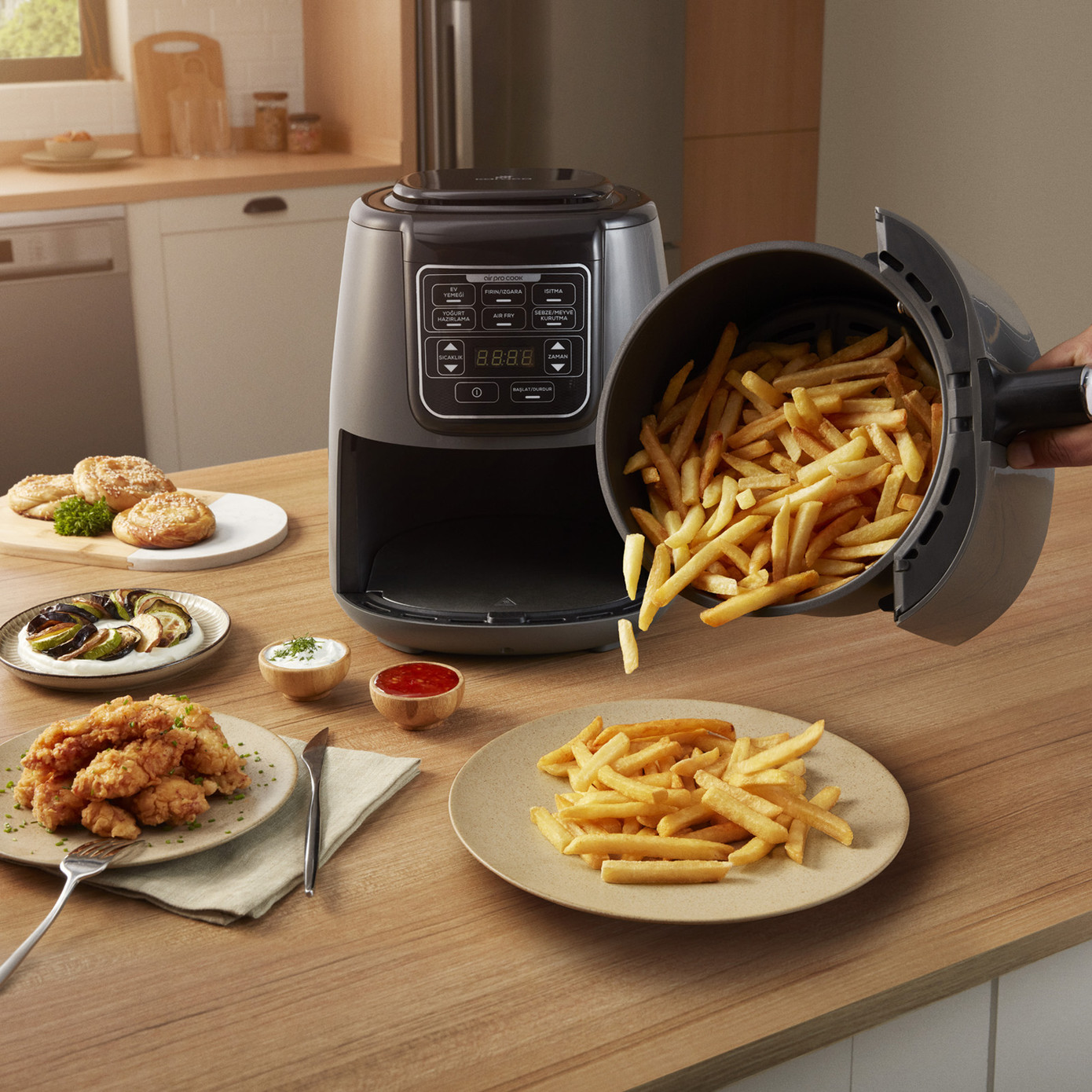 Karaca Air Pro Cook XL 2 In 1 Talking Airfryer Space Gray