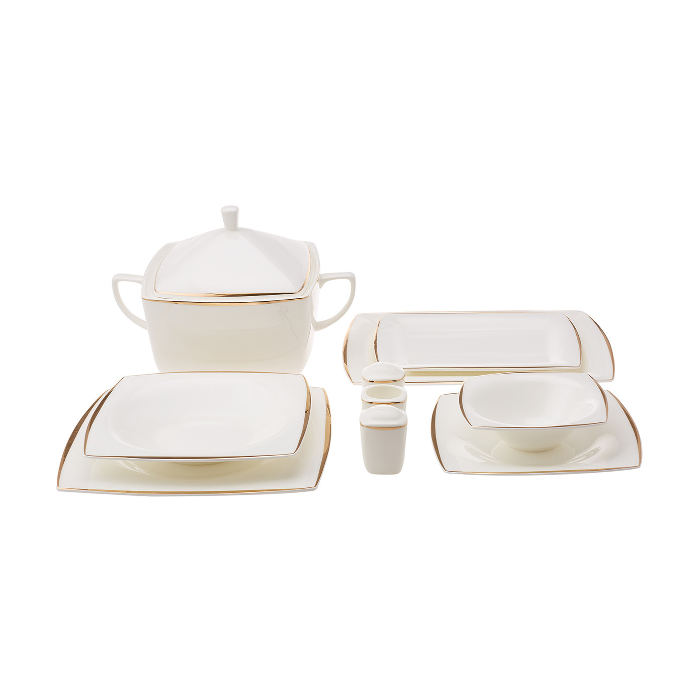 Karaca Fine Pearl Agate Gold 62 Pieces Pearl Dinnerware Set For 12 Persons