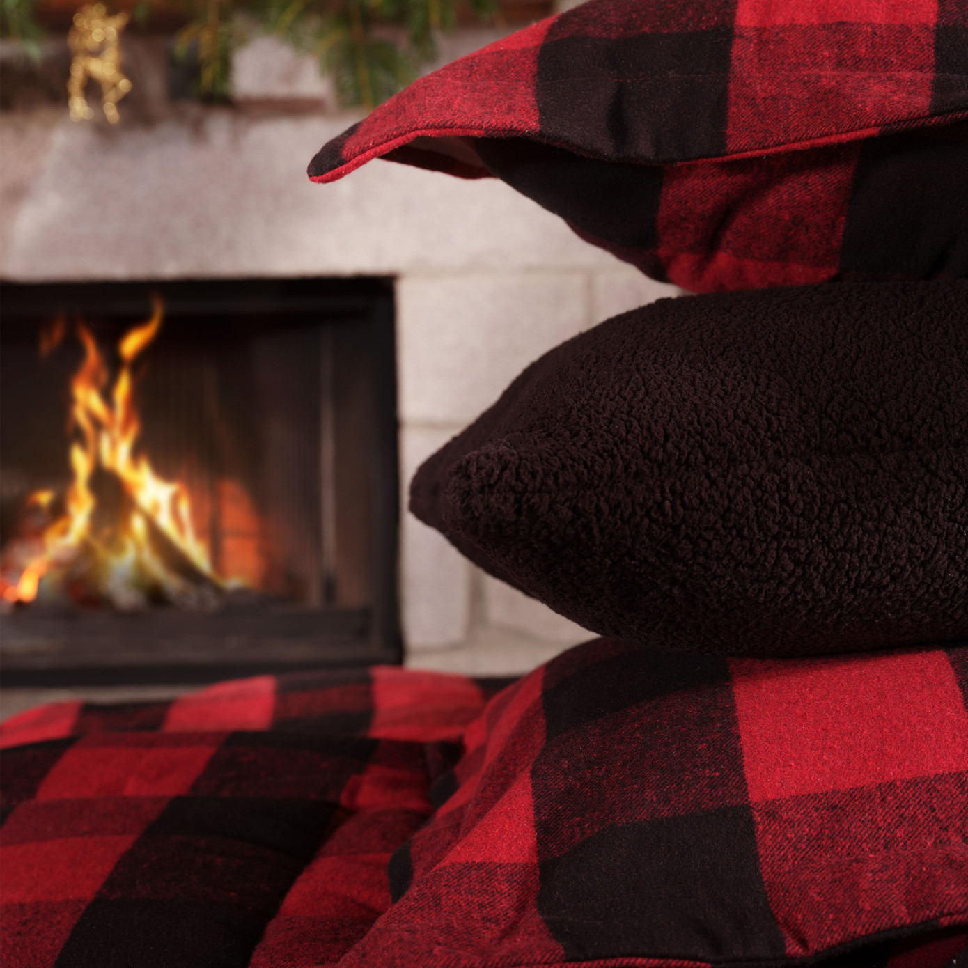 Karaca Home Mountain Red-Black Double Cozy Comfort