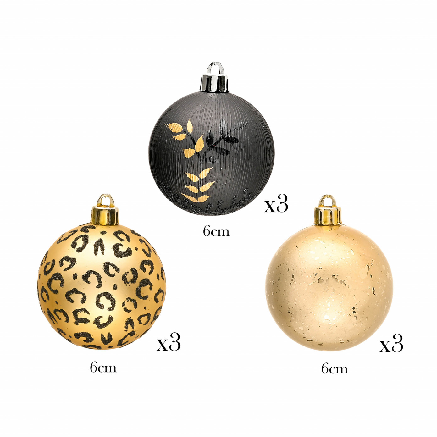 Karaca Home Leopard 9 Piece Tree Ornament Set