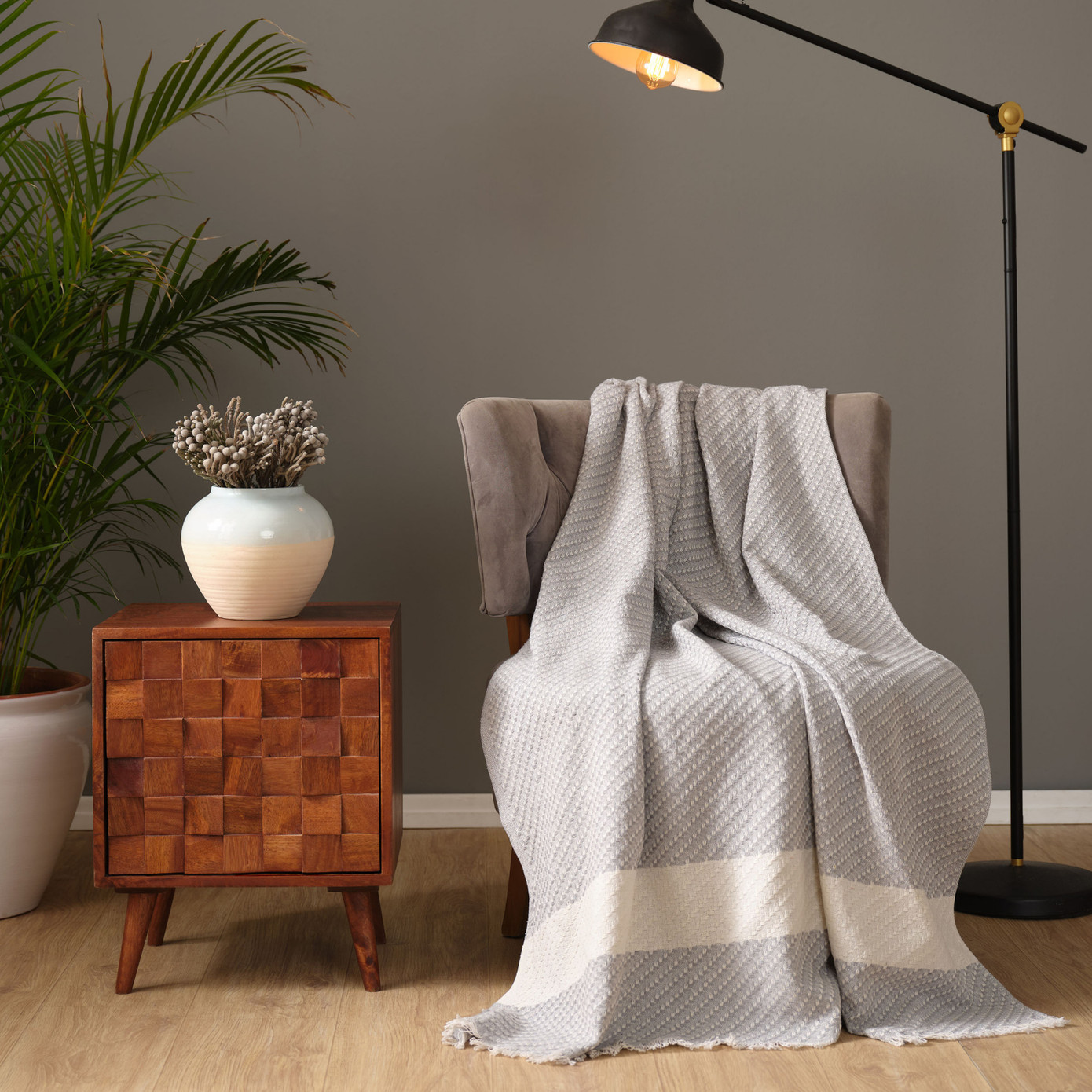 Karaca Home Wilma Gray Throw Blanket 130x170 Cm