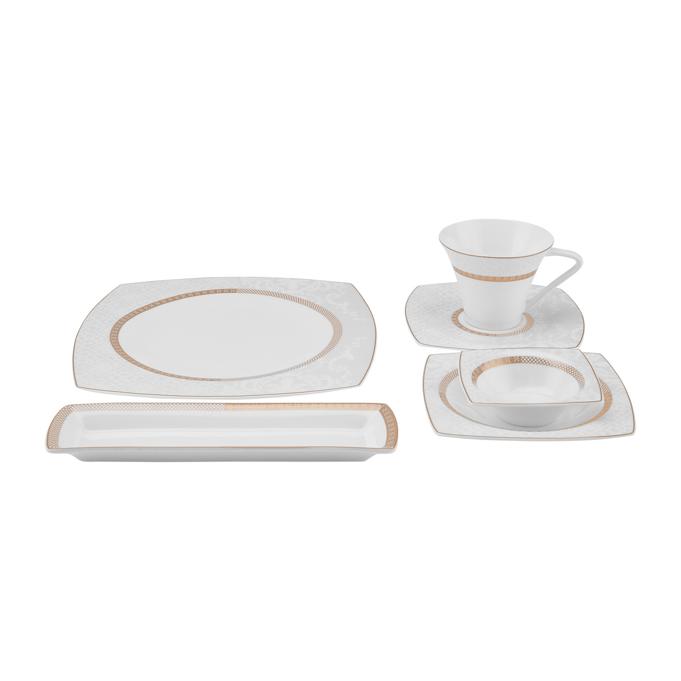 Karaca Fine Pearl Lorenzo 26 Pieces 6 Person Square Breakfast Set