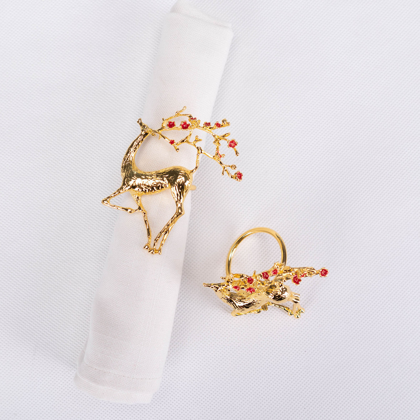 Karaca Home Flowery Deer Gold 2 Pack Napkin Ring